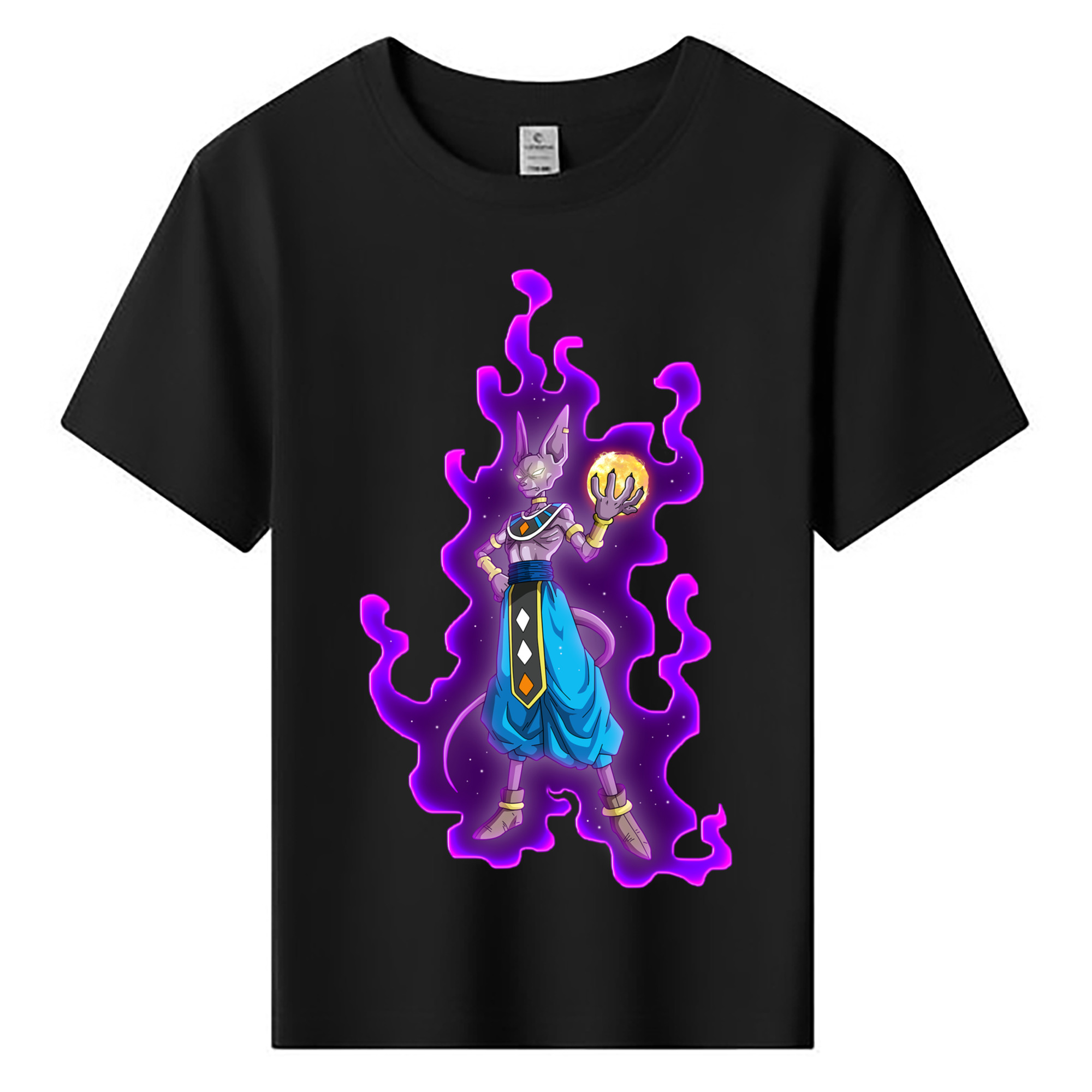 （画像用） ドラゴンボール ビルス 破壊神ビルス DRAGON BALL Beerus Birusu 綿100％キッズTシャツ（フロントプリント）