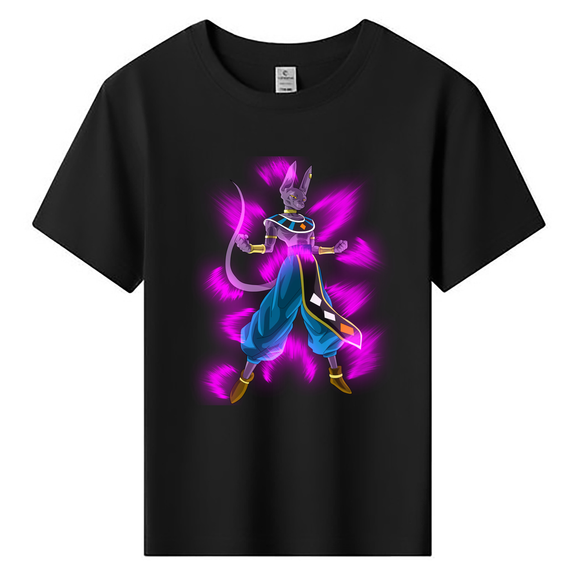 （画像用） ドラゴンボール ビルス 破壊神ビルス DRAGON BALL Beerus Birusu 綿100％キッズTシャツ（フロントプリント）