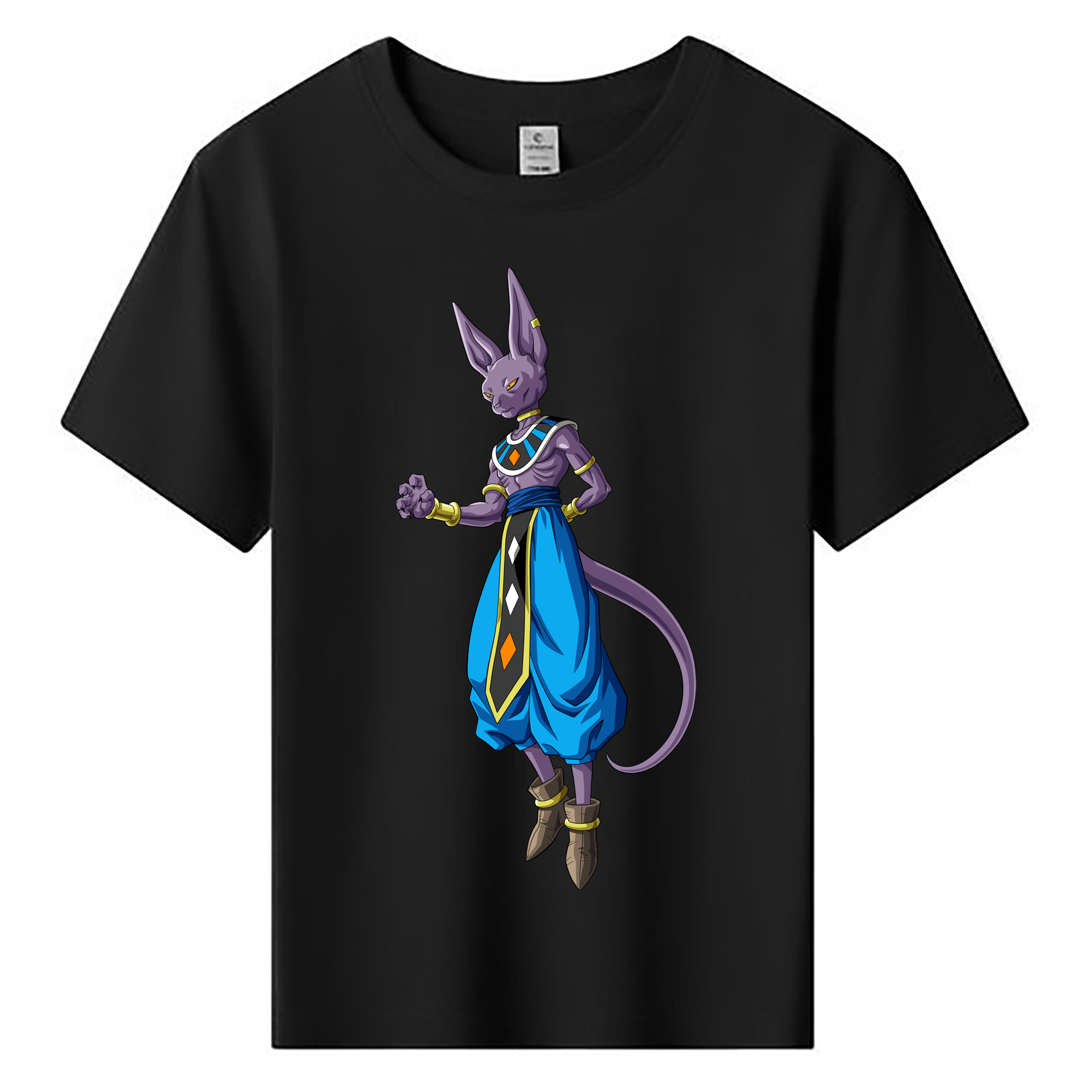 （画像用） ドラゴンボール ビルス 破壊神ビルス DRAGON BALL Beerus Birusu 綿100％キッズTシャツ（フロントプリント）