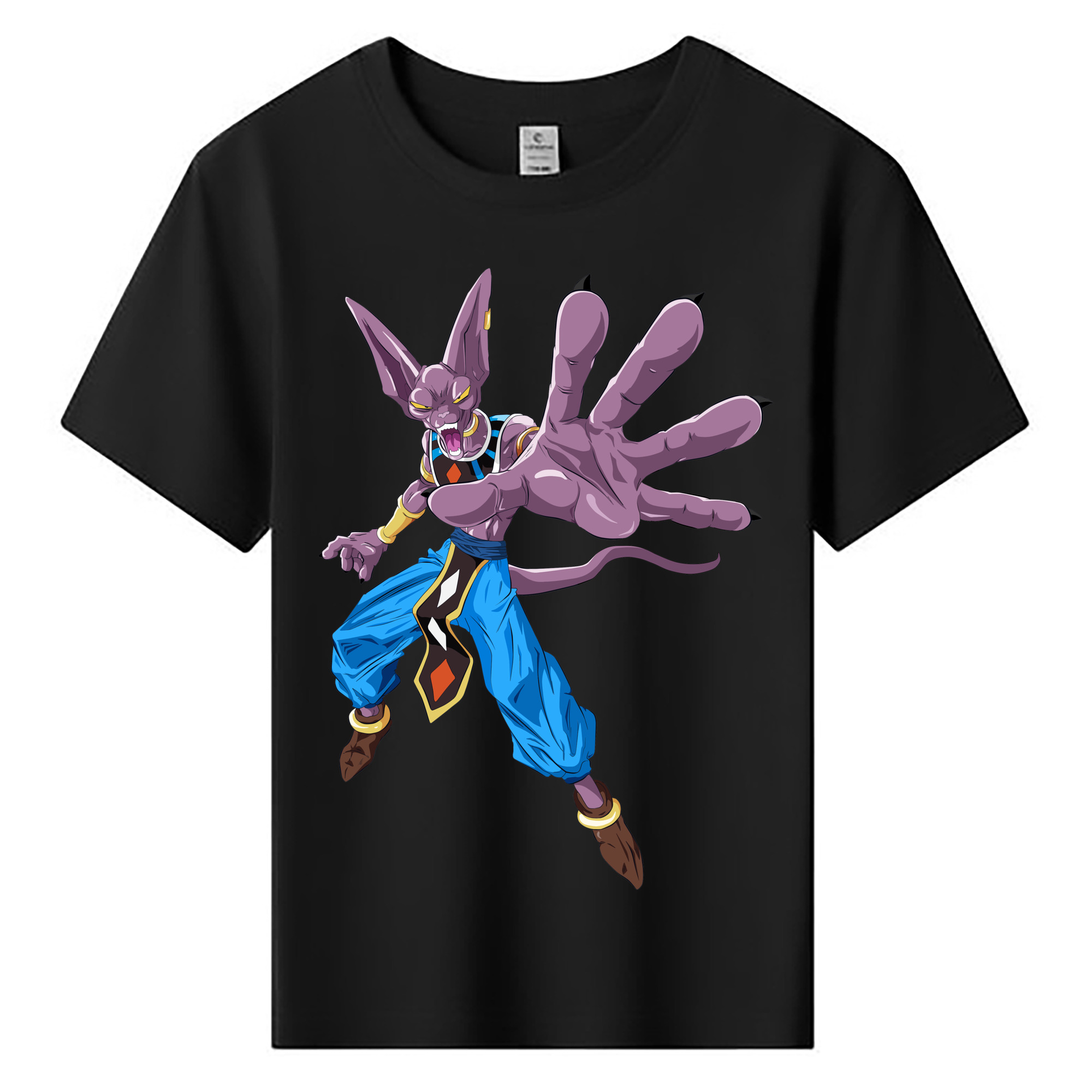 （画像用） ドラゴンボール ビルス 破壊神ビルス DRAGON BALL Beerus Birusu 綿100％キッズTシャツ（フロントプリント）