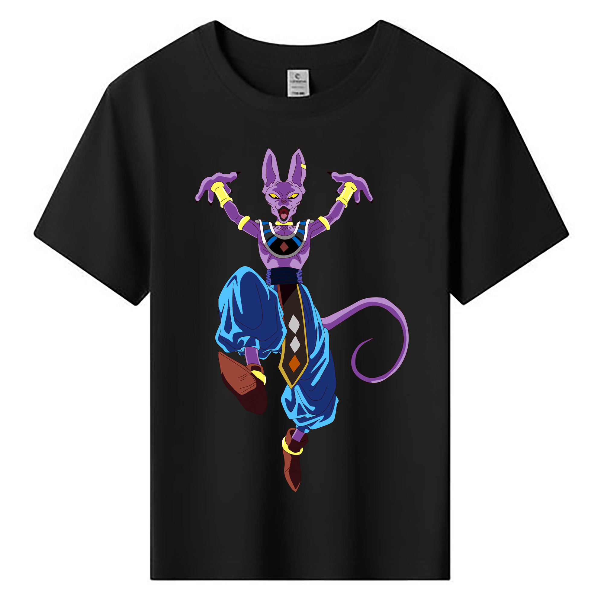（画像用） ドラゴンボール ビルス 破壊神ビルス DRAGON BALL Beerus Birusu 綿100％キッズTシャツ（フロントプリント）