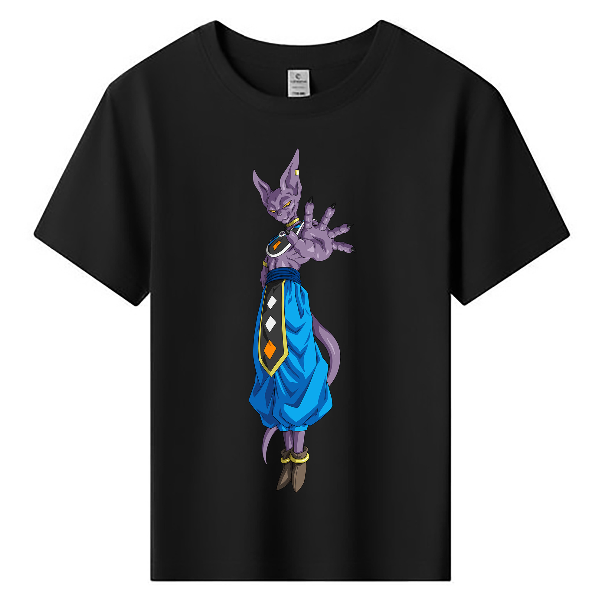 （画像用） ドラゴンボール ビルス 破壊神ビルス DRAGON BALL Beerus Birusu 綿100％キッズTシャツ（フロントプリント）