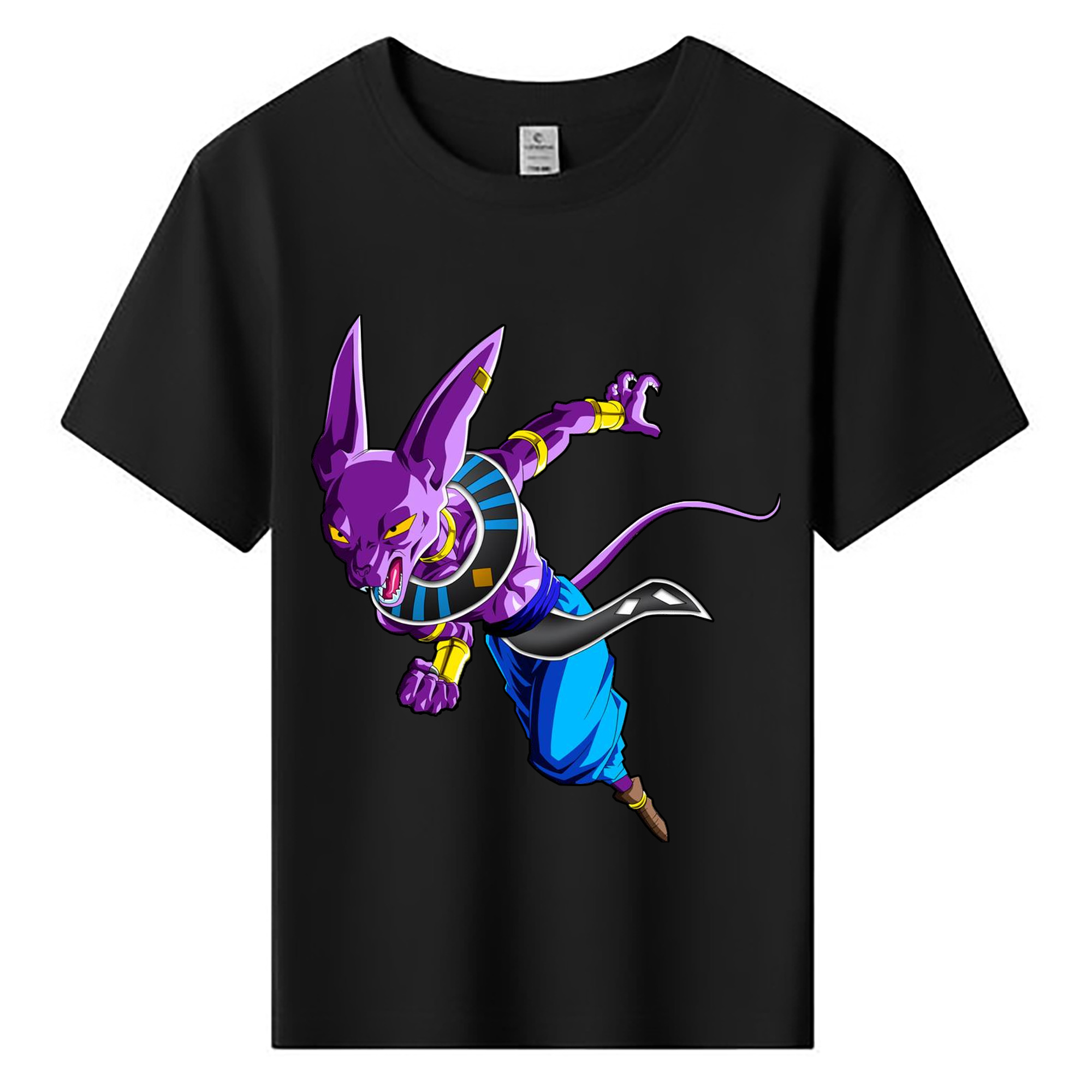 （画像用） ドラゴンボール ビルス 破壊神ビルス DRAGON BALL Beerus Birusu 綿100％キッズTシャツ（フロントプリント）