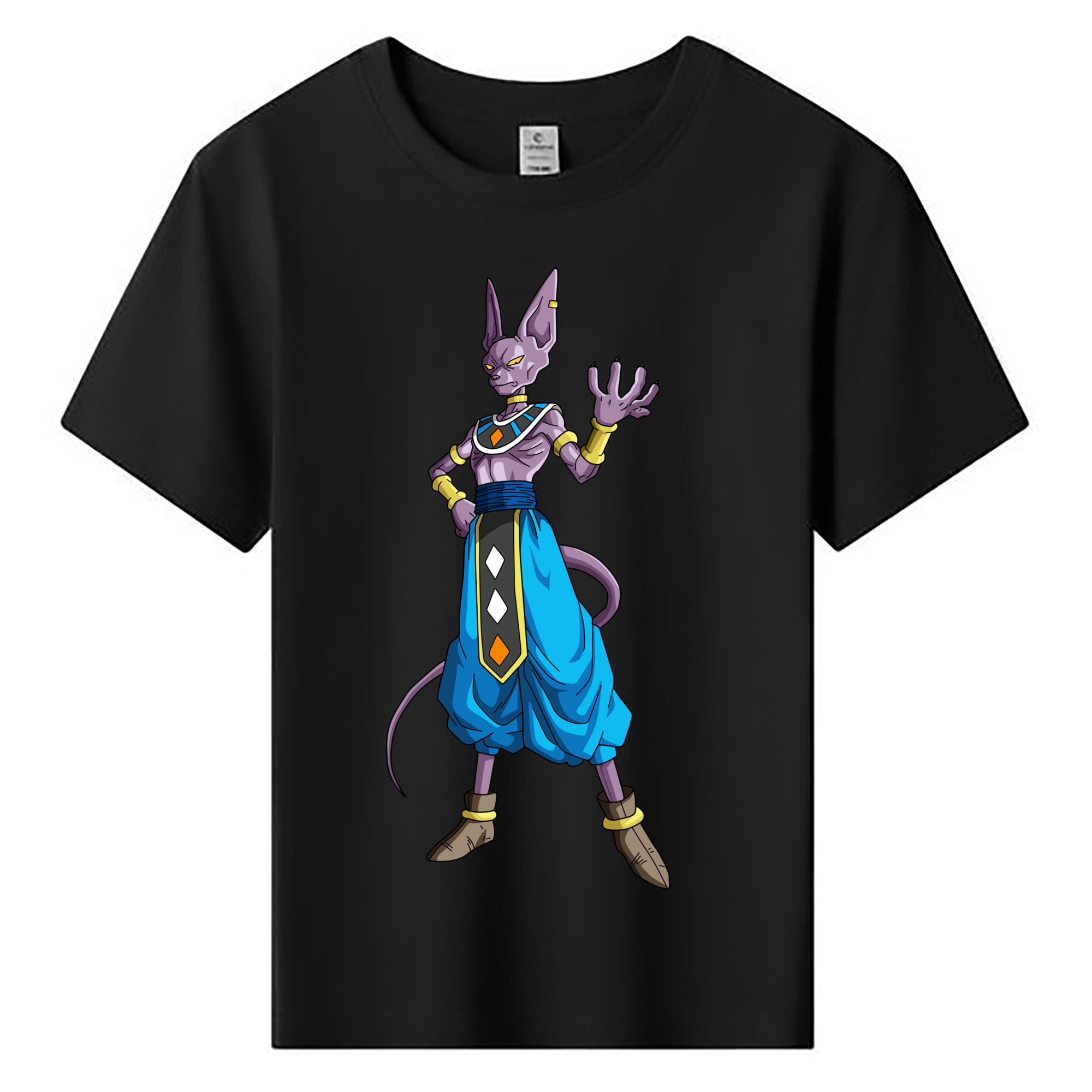 （画像用） ドラゴンボール ビルス 破壊神ビルス DRAGON BALL Beerus Birusu 綿100％キッズTシャツ（フロントプリント）