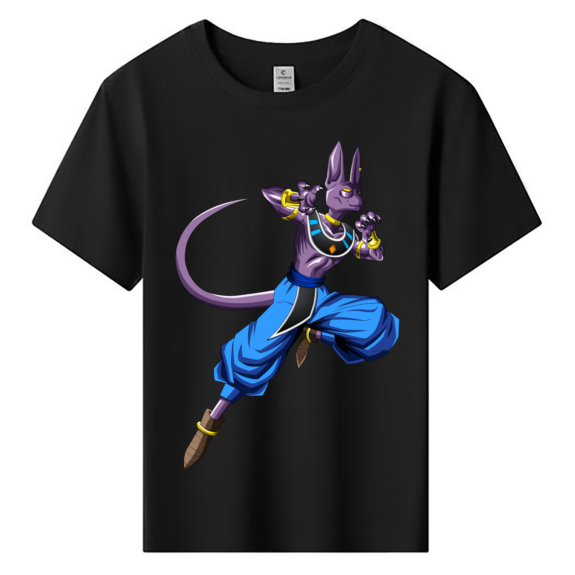 （画像用） ドラゴンボール ビルス 破壊神ビルス DRAGON BALL Beerus Birusu 綿100％キッズTシャツ（フロントプリント）