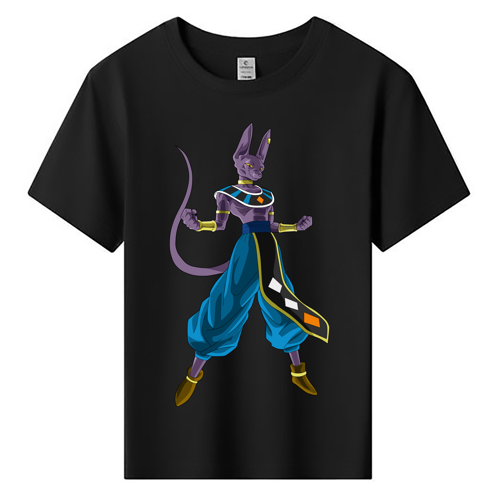 （画像用） ドラゴンボール ビルス 破壊神ビルス DRAGON BALL Beerus Birusu 綿100％キッズTシャツ（フロントプリント）