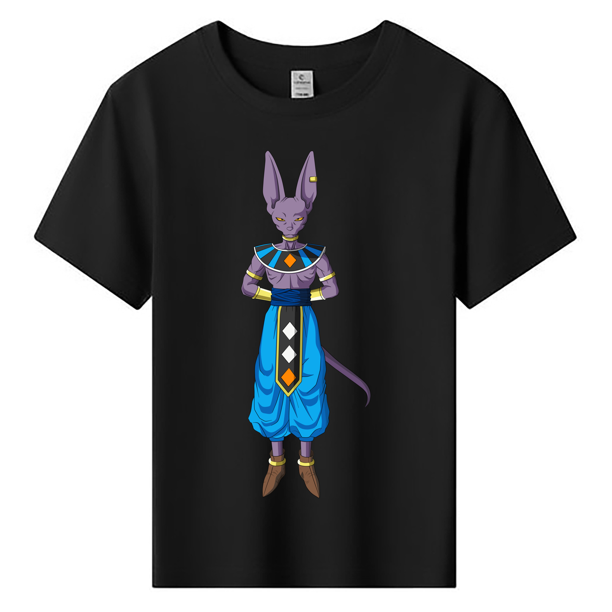 （画像用） ドラゴンボール ビルス 破壊神ビルス DRAGON BALL Beerus Birusu 綿100％キッズTシャツ（フロントプリント）
