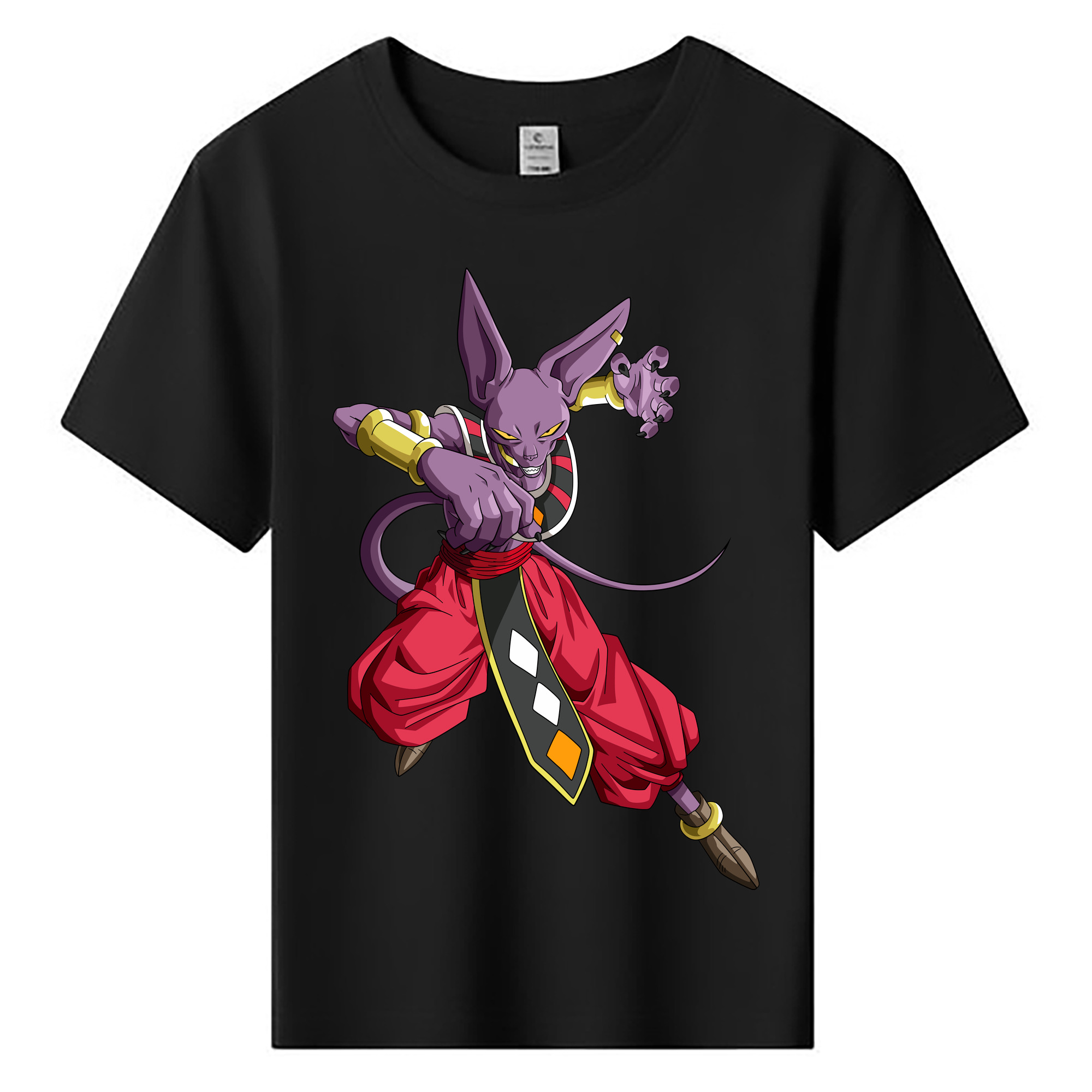 （画像用） ドラゴンボール ビルス 破壊神ビルス DRAGON BALL Beerus Birusu 綿100％キッズTシャツ（フロントプリント）