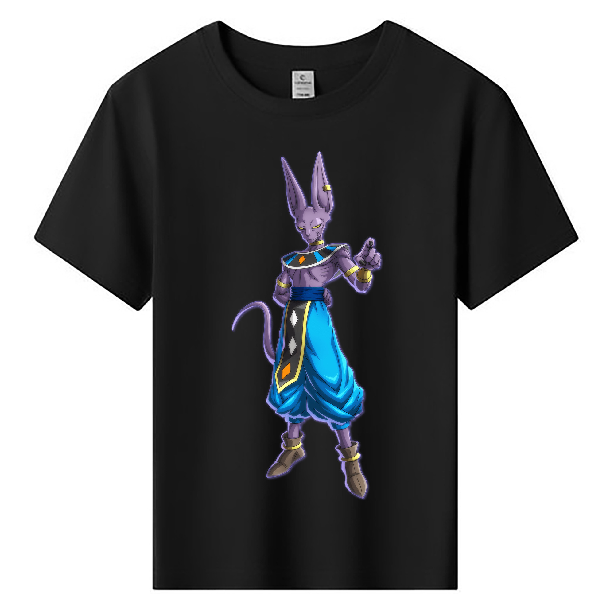 （画像用） ドラゴンボール ビルス 破壊神ビルス DRAGON BALL Beerus Birusu 綿100％キッズTシャツ（フロントプリント）