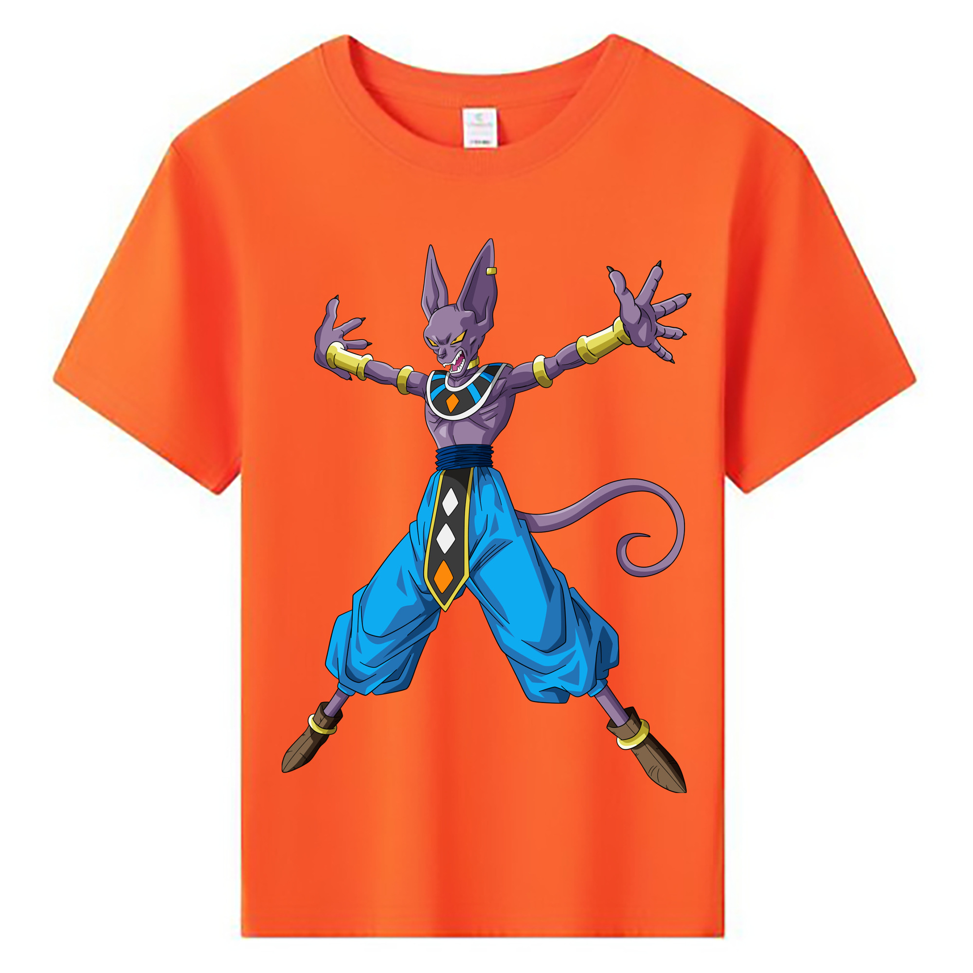 （画像用） ドラゴンボール ビルス 破壊神ビルス DRAGON BALL Beerus Birusu 綿100％キッズTシャツ（フロントプリント）