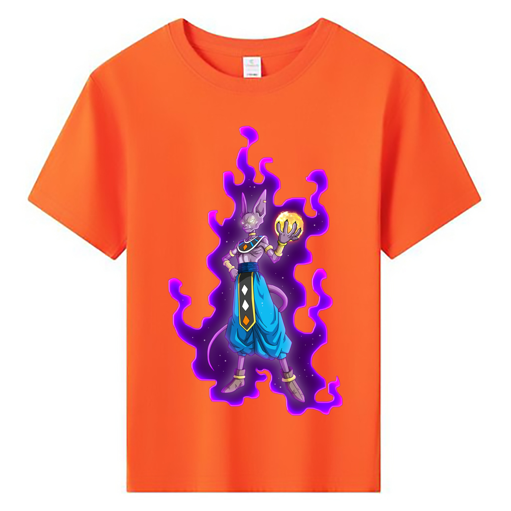 （画像用） ドラゴンボール ビルス 破壊神ビルス DRAGON BALL Beerus Birusu 綿100％キッズTシャツ（フロントプリント）