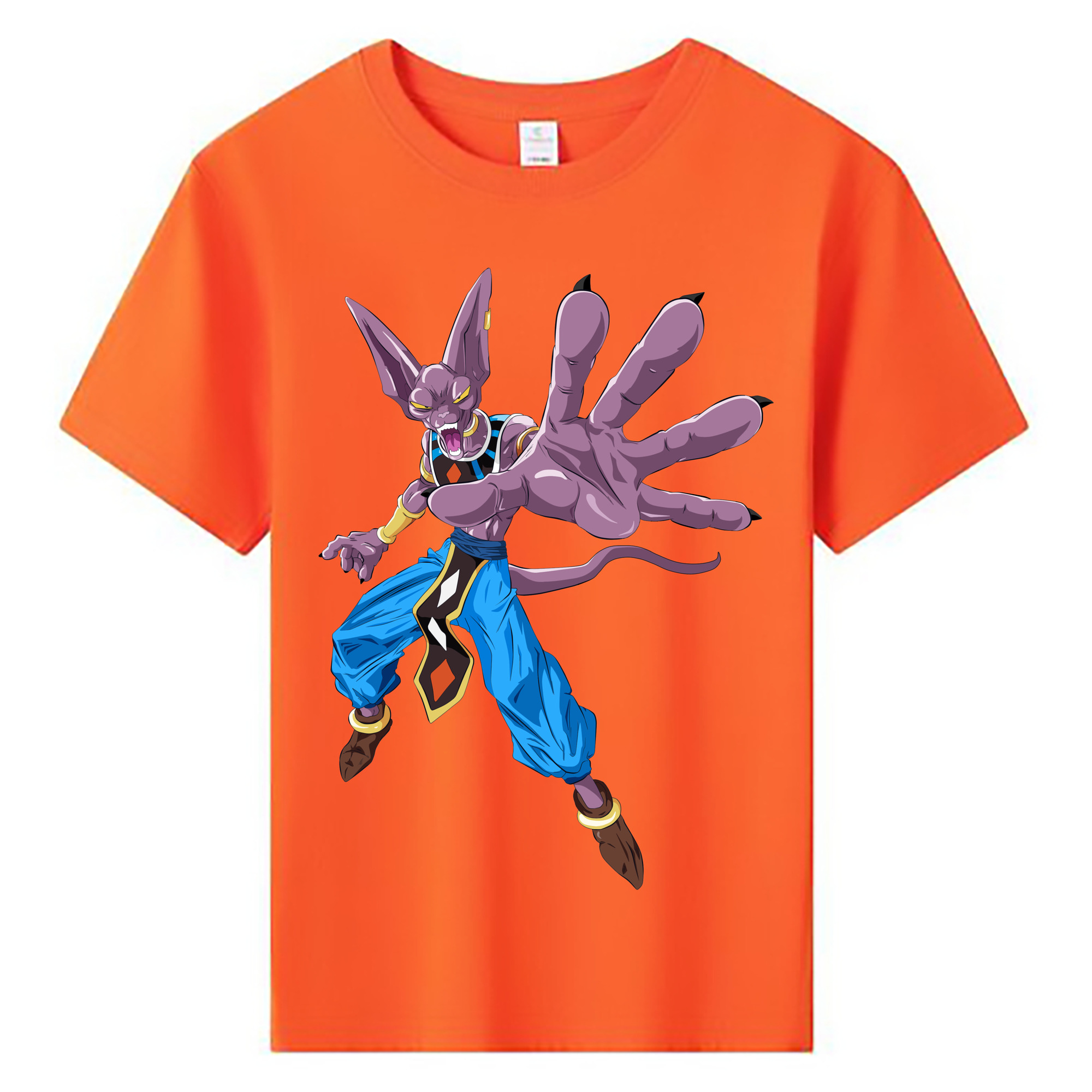 （画像用） ドラゴンボール ビルス 破壊神ビルス DRAGON BALL Beerus Birusu 綿100％キッズTシャツ（フロントプリント）