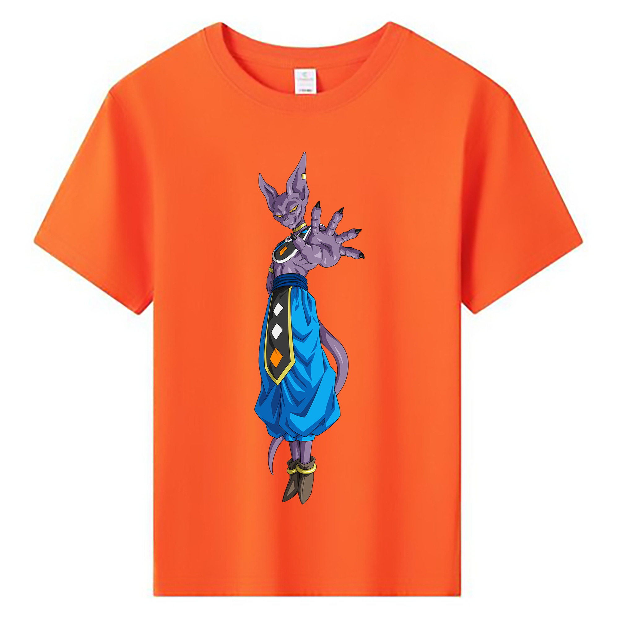 （画像用） ドラゴンボール ビルス 破壊神ビルス DRAGON BALL Beerus Birusu 綿100％キッズTシャツ（フロントプリント）