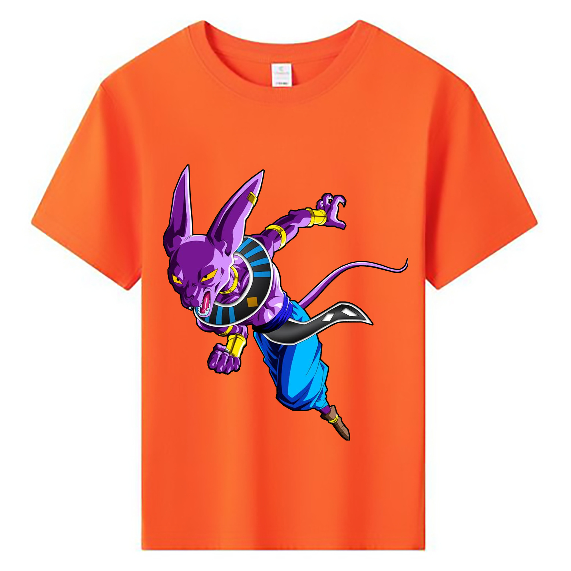 （画像用） ドラゴンボール ビルス 破壊神ビルス DRAGON BALL Beerus Birusu 綿100％キッズTシャツ（フロントプリント）