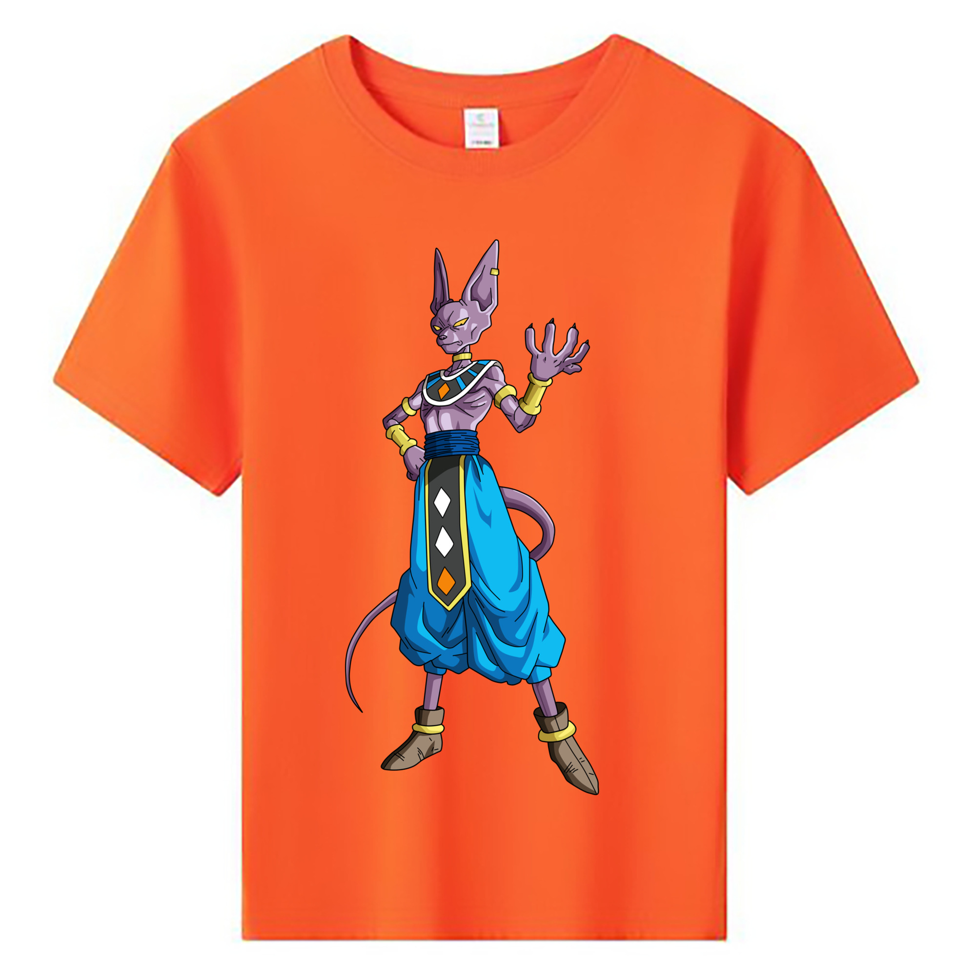 （画像用） ドラゴンボール ビルス 破壊神ビルス DRAGON BALL Beerus Birusu 綿100％キッズTシャツ（フロントプリント）