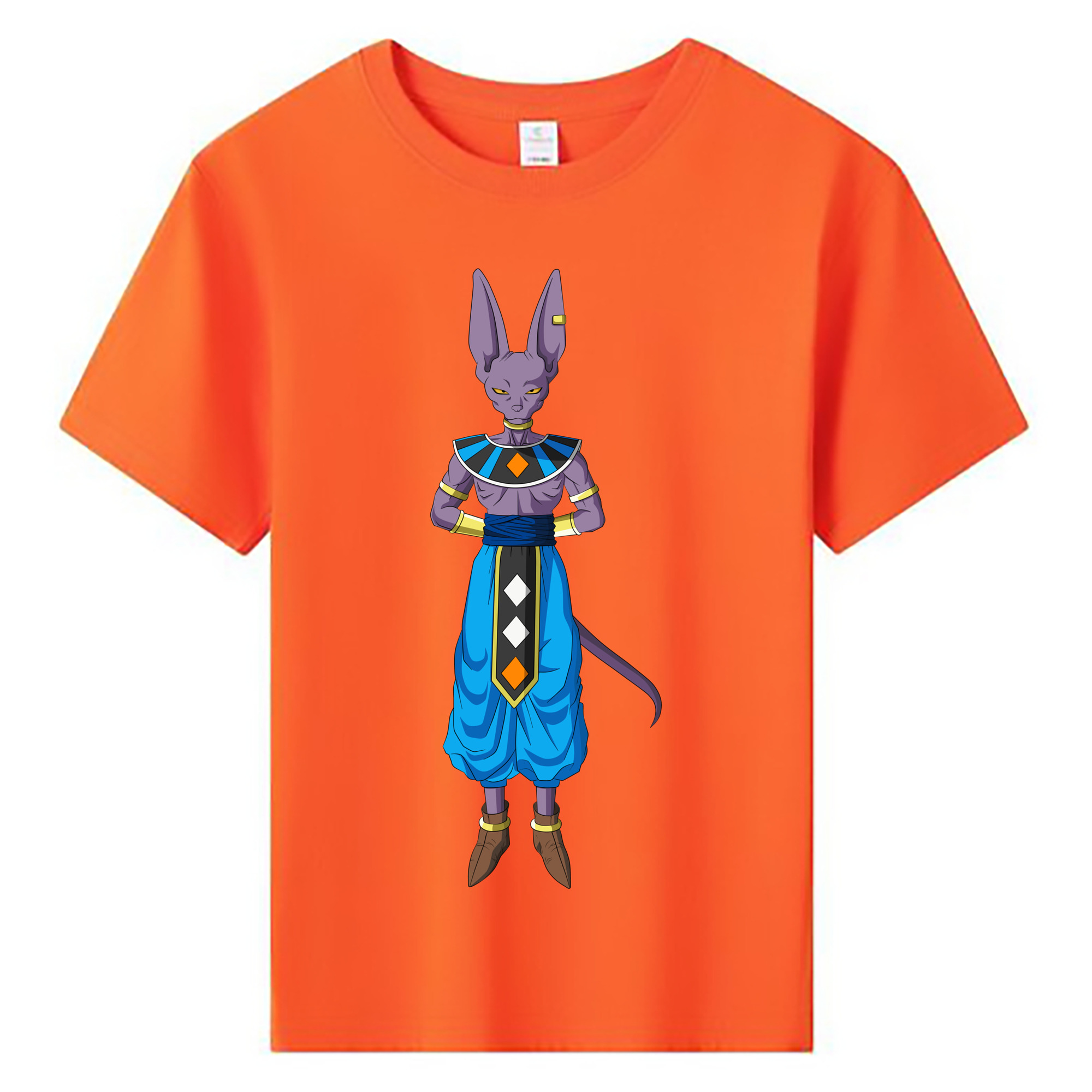 （画像用） ドラゴンボール ビルス 破壊神ビルス DRAGON BALL Beerus Birusu 綿100％キッズTシャツ（フロントプリント）