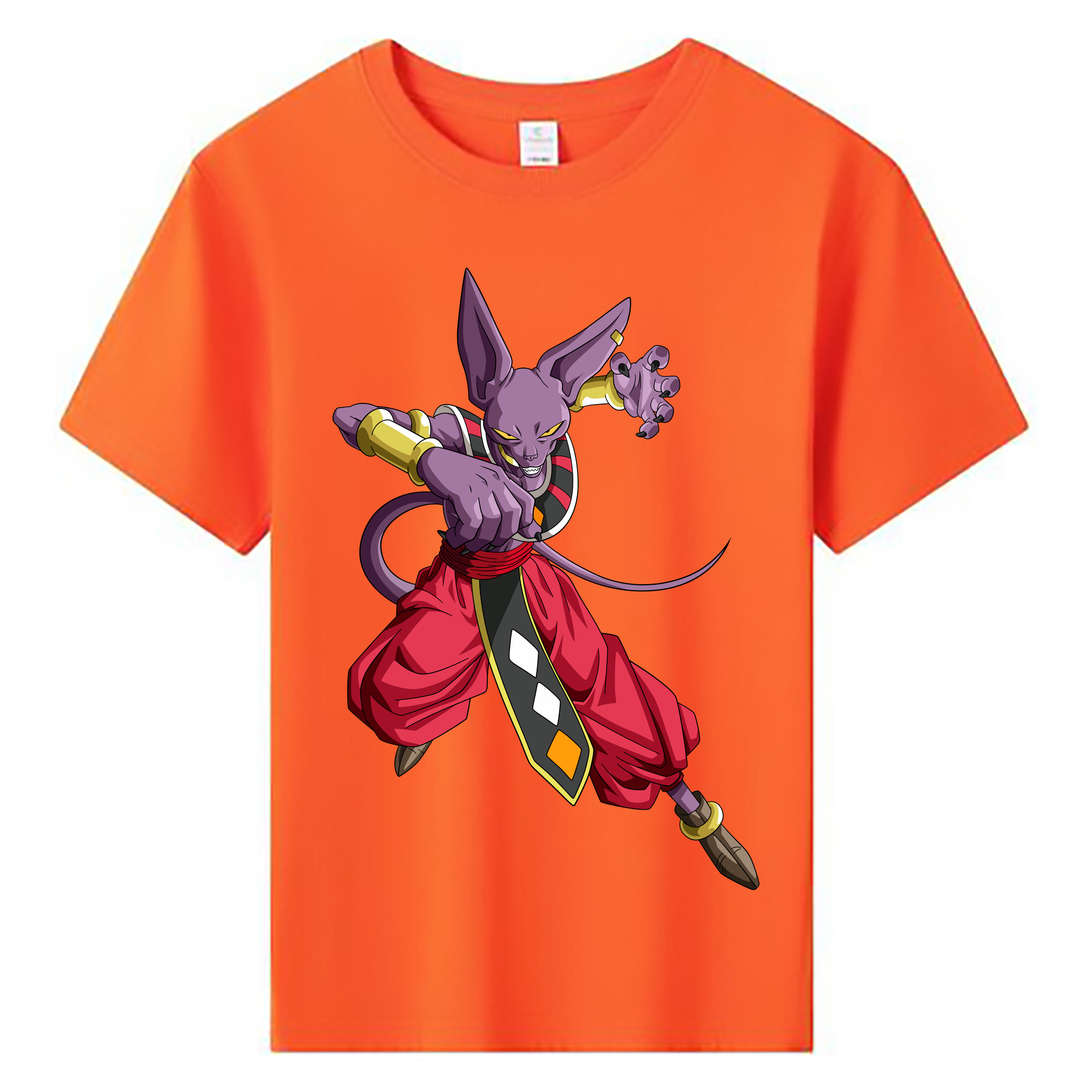 （画像用） ドラゴンボール ビルス 破壊神ビルス DRAGON BALL Beerus Birusu 綿100％キッズTシャツ（フロントプリント）