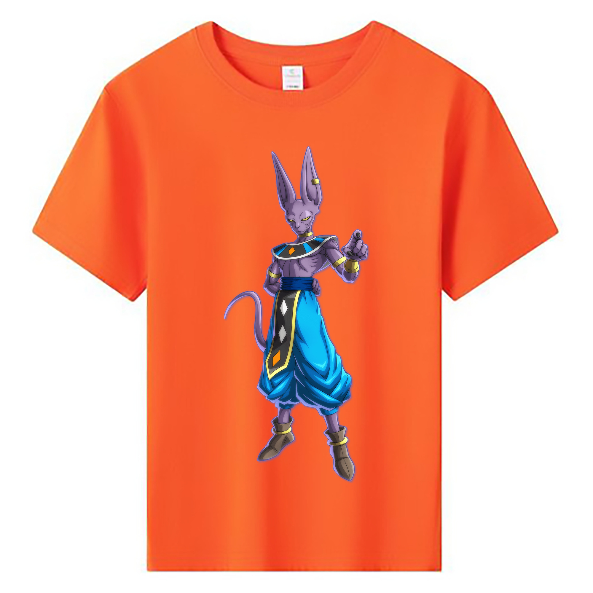 （画像用） ドラゴンボール ビルス 破壊神ビルス DRAGON BALL Beerus Birusu 綿100％キッズTシャツ（フロントプリント）