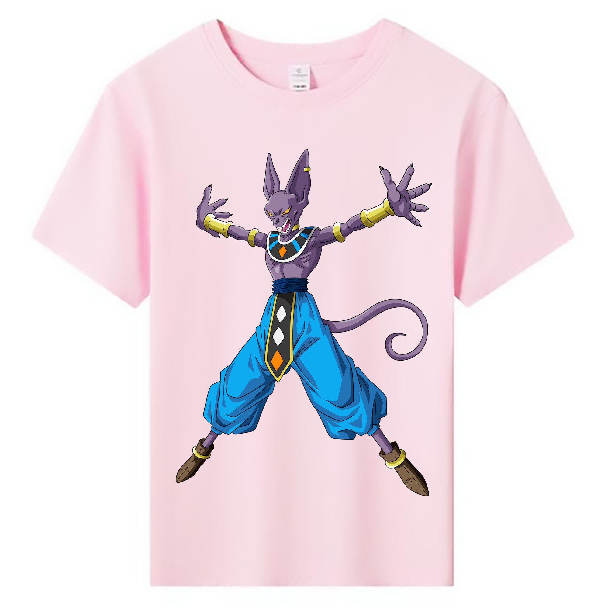（画像用） ドラゴンボール ビルス 破壊神ビルス DRAGON BALL Beerus Birusu 綿100％キッズTシャツ（フロントプリント）