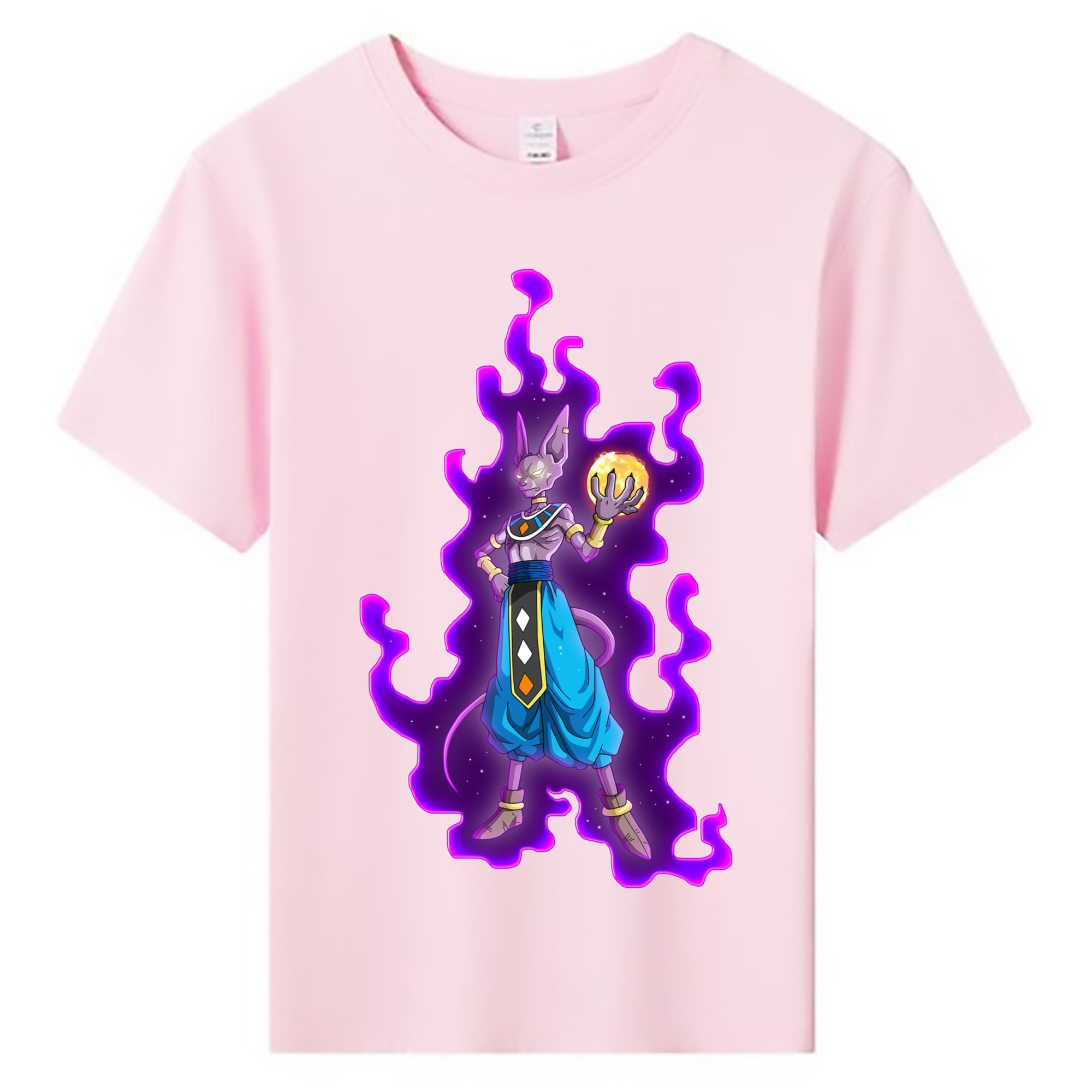 （画像用） ドラゴンボール ビルス 破壊神ビルス DRAGON BALL Beerus Birusu 綿100％キッズTシャツ（フロントプリント）