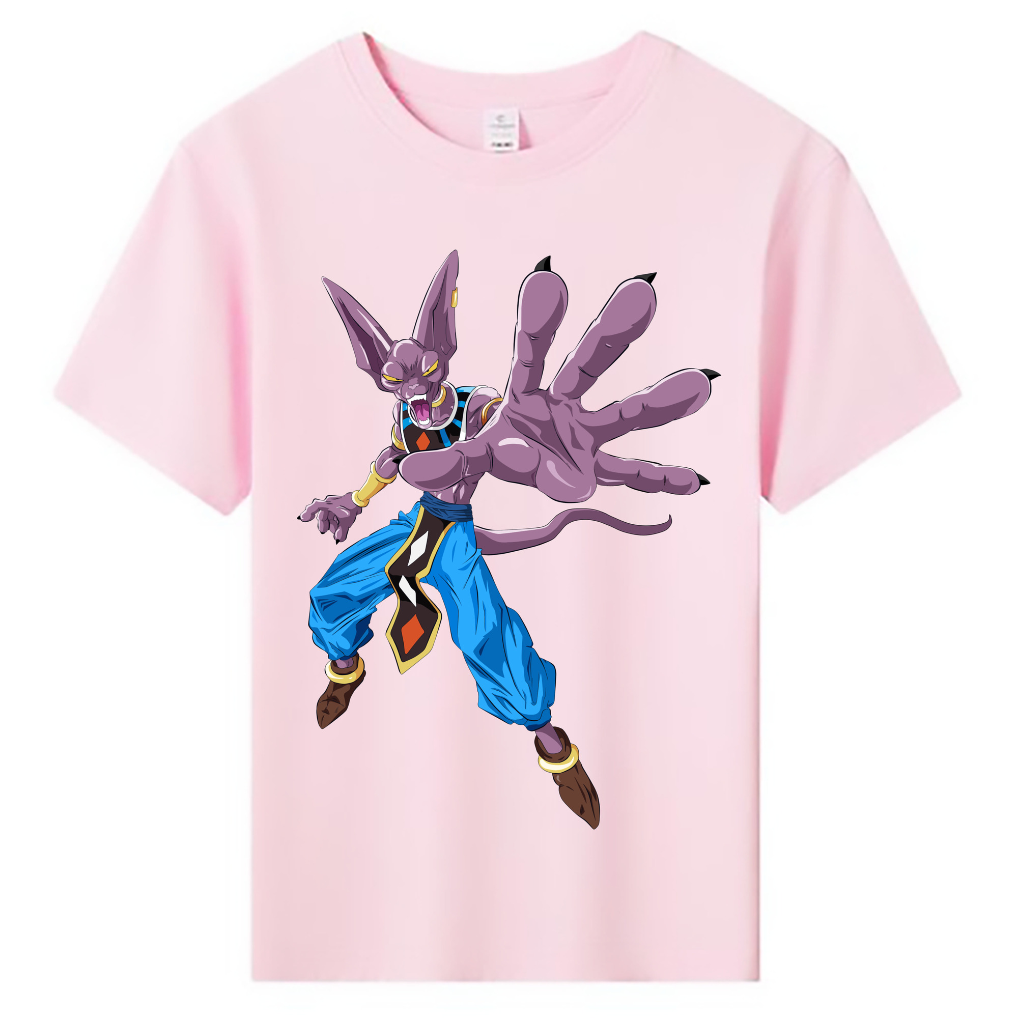 （画像用） ドラゴンボール ビルス 破壊神ビルス DRAGON BALL Beerus Birusu 綿100％キッズTシャツ（フロントプリント）