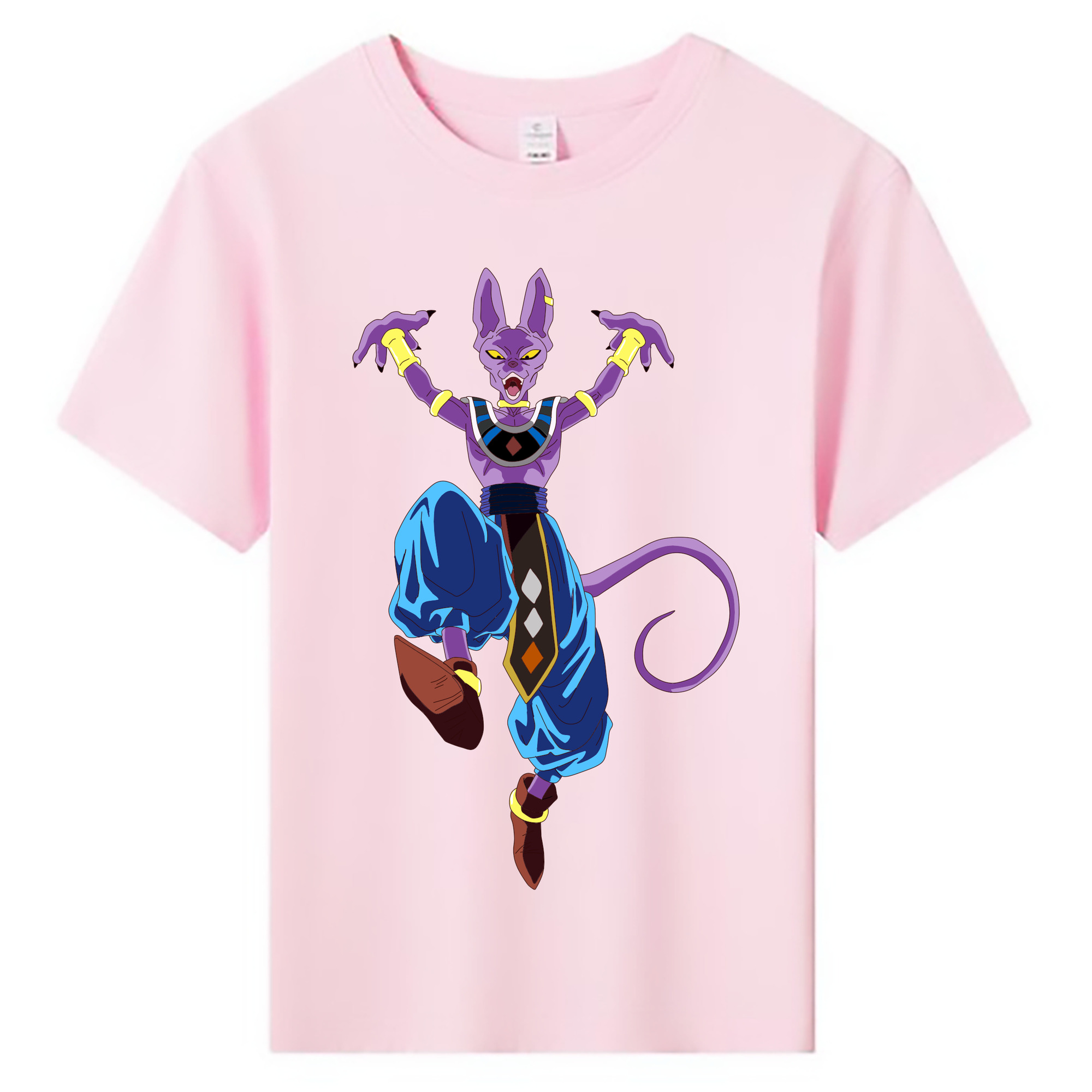 （画像用） ドラゴンボール ビルス 破壊神ビルス DRAGON BALL Beerus Birusu 綿100％キッズTシャツ（フロントプリント）