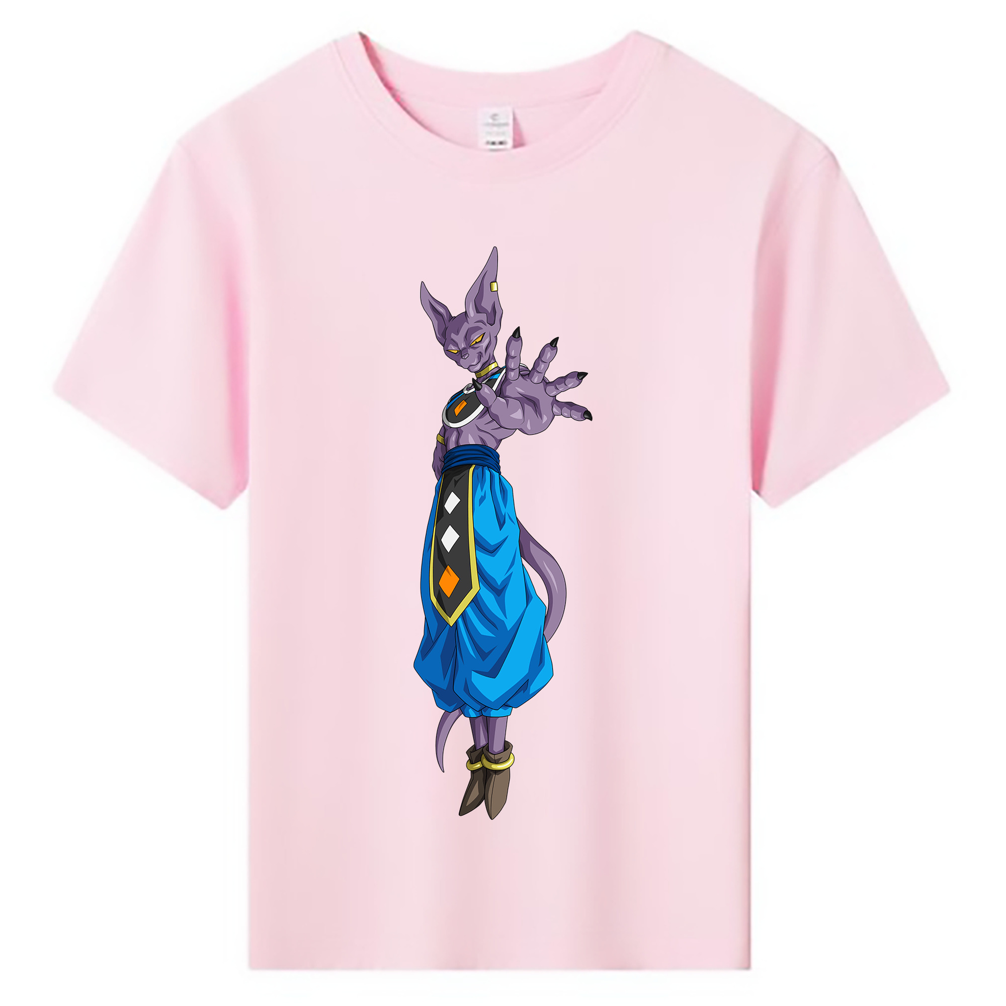 （画像用） ドラゴンボール ビルス 破壊神ビルス DRAGON BALL Beerus Birusu 綿100％キッズTシャツ（フロントプリント）