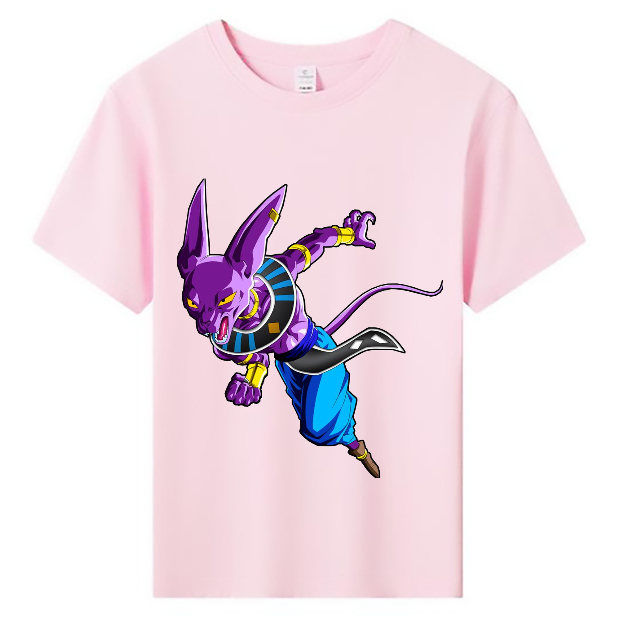 （画像用） ドラゴンボール ビルス 破壊神ビルス DRAGON BALL Beerus Birusu 綿100％キッズTシャツ（フロントプリント）