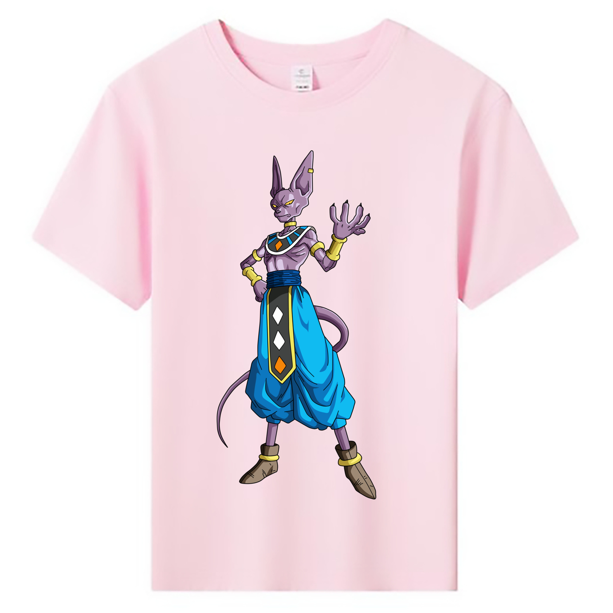 （画像用） ドラゴンボール ビルス 破壊神ビルス DRAGON BALL Beerus Birusu 綿100％キッズTシャツ（フロントプリント）