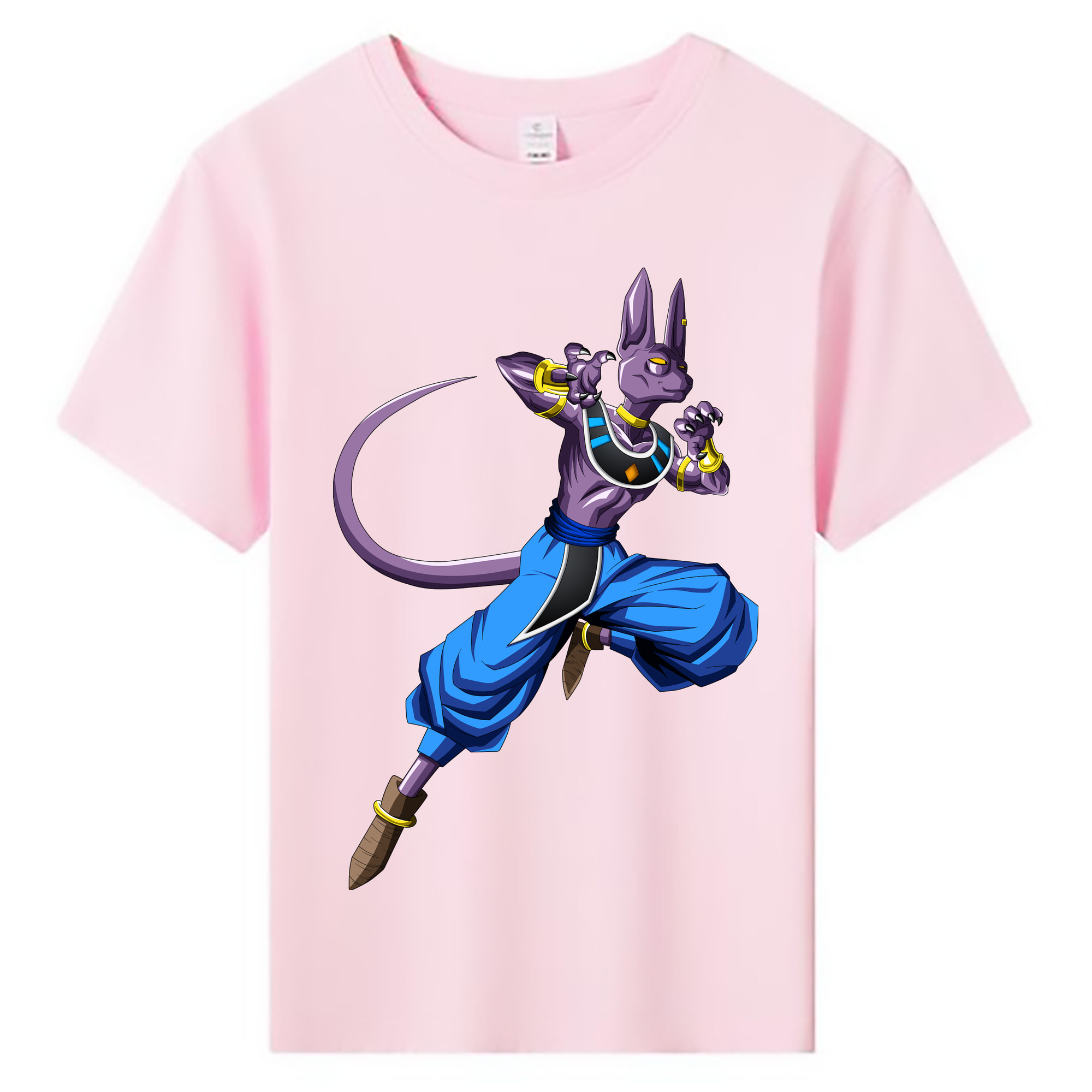 （画像用） ドラゴンボール ビルス 破壊神ビルス DRAGON BALL Beerus Birusu 綿100％キッズTシャツ（フロントプリント）