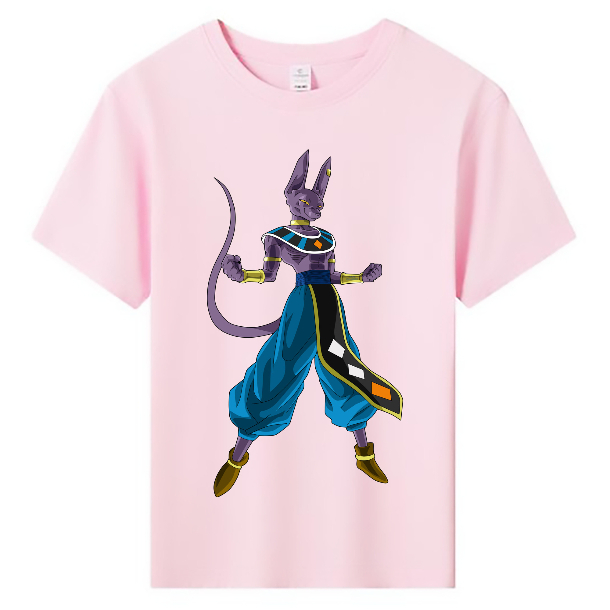 （画像用） ドラゴンボール ビルス 破壊神ビルス DRAGON BALL Beerus Birusu 綿100％キッズTシャツ（フロントプリント）