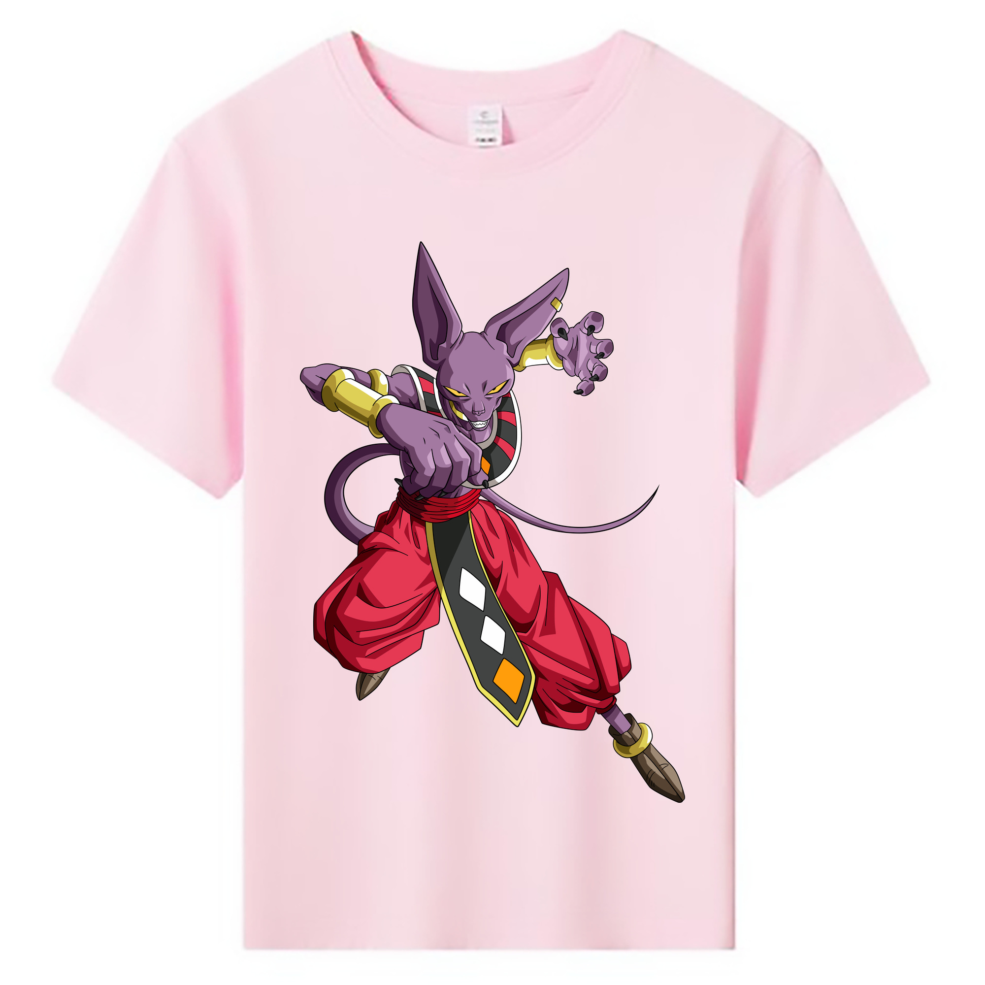 （画像用） ドラゴンボール ビルス 破壊神ビルス DRAGON BALL Beerus Birusu 綿100％キッズTシャツ（フロントプリント）