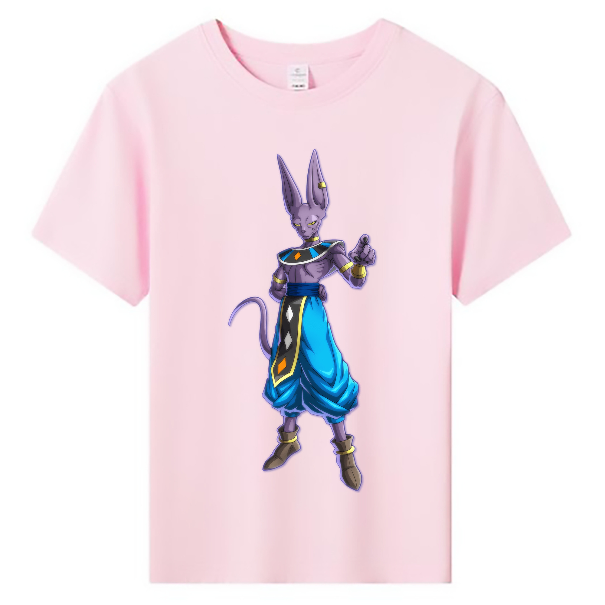 （画像用） ドラゴンボール ビルス 破壊神ビルス DRAGON BALL Beerus Birusu 綿100％キッズTシャツ（フロントプリント）
