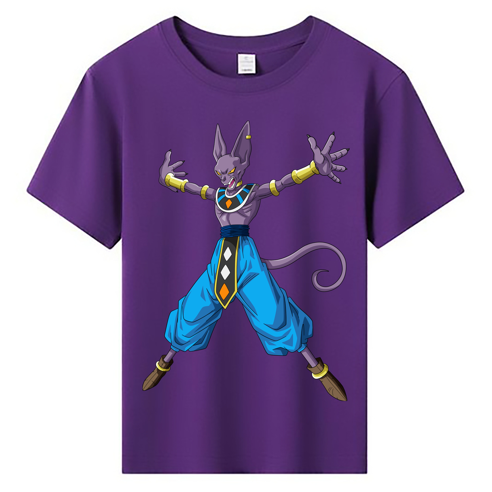 （画像用） ドラゴンボール ビルス 破壊神ビルス DRAGON BALL Beerus Birusu 綿100％キッズTシャツ（フロントプリント）