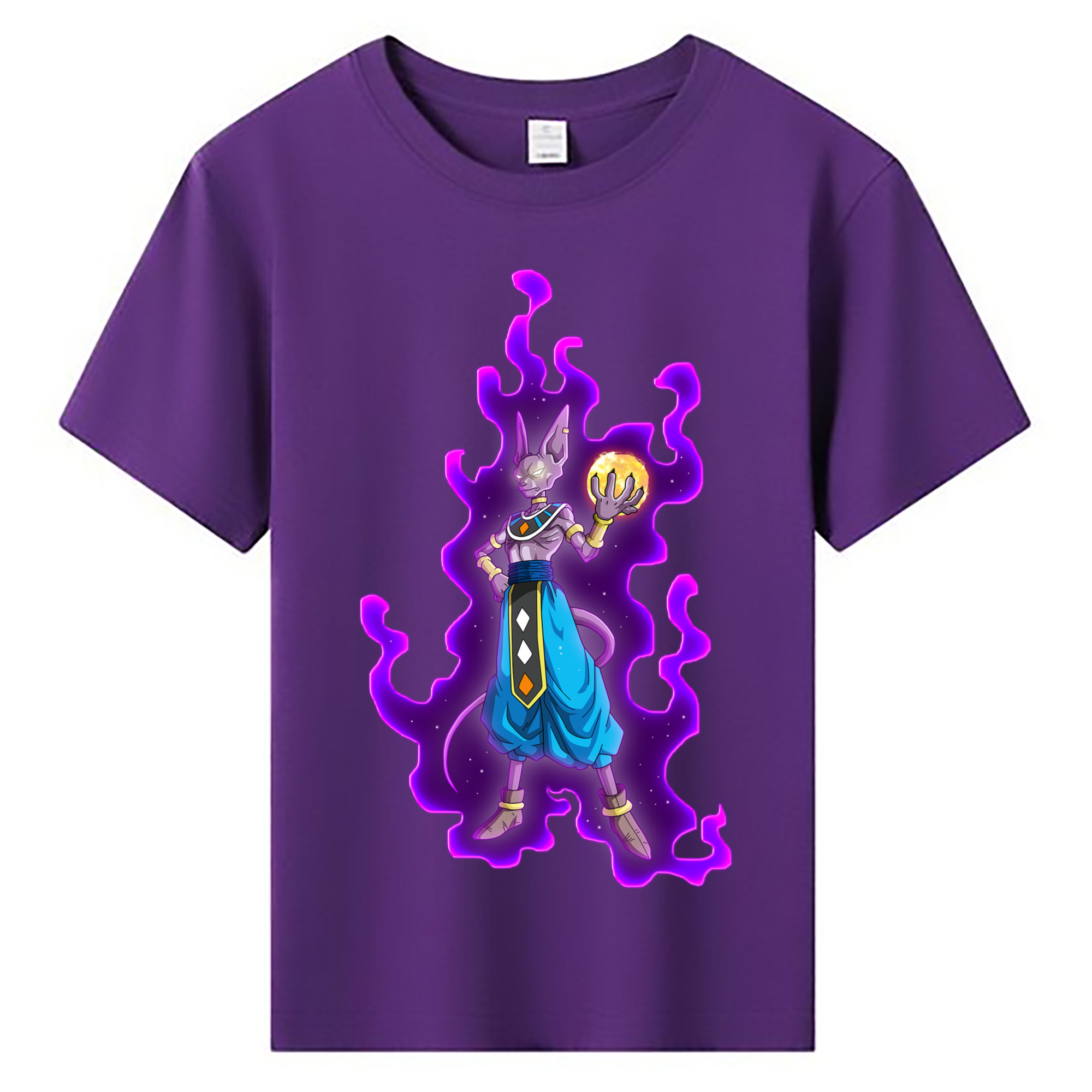（画像用） ドラゴンボール ビルス 破壊神ビルス DRAGON BALL Beerus Birusu 綿100％キッズTシャツ（フロントプリント）