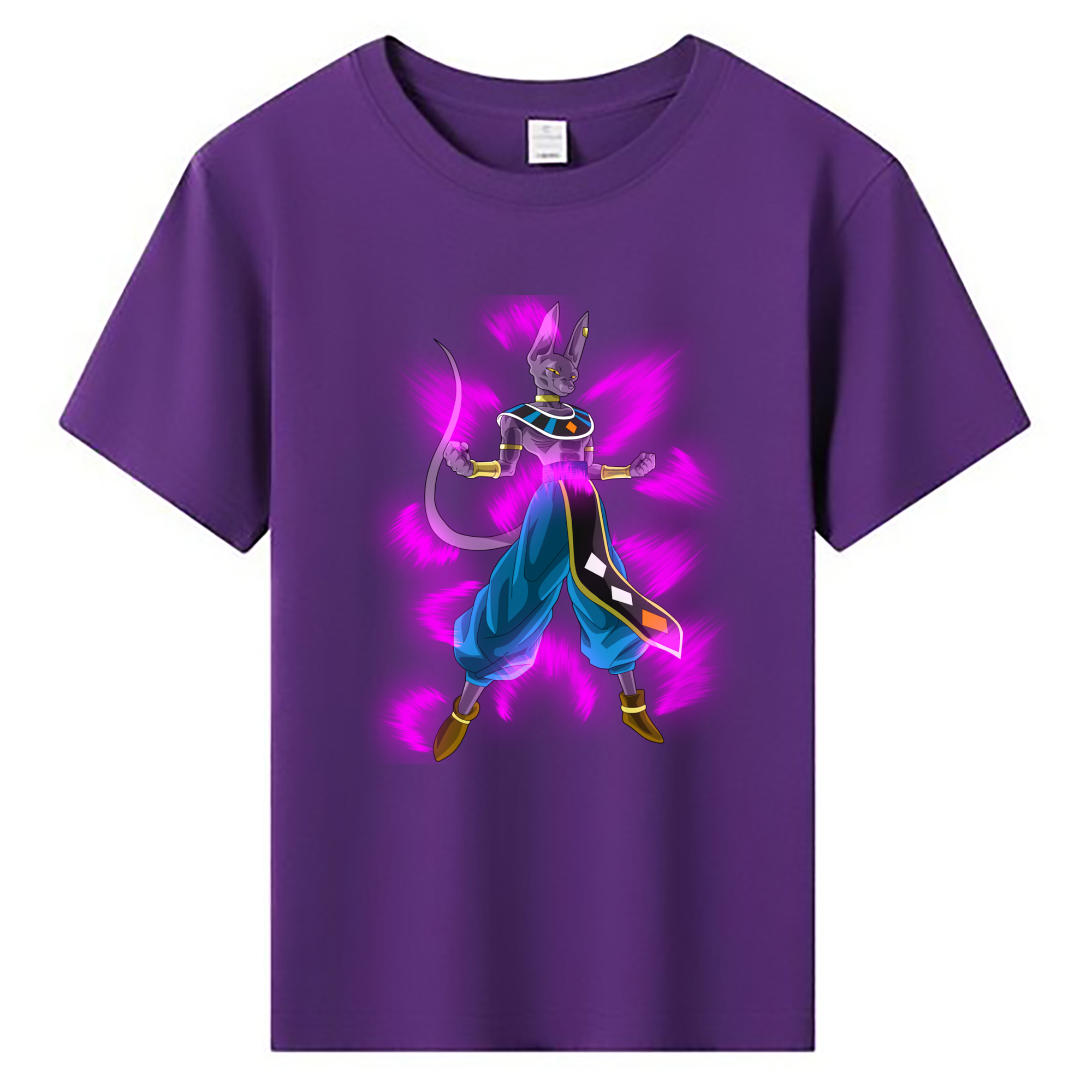 （画像用） ドラゴンボール ビルス 破壊神ビルス DRAGON BALL Beerus Birusu 綿100％キッズTシャツ（フロントプリント）