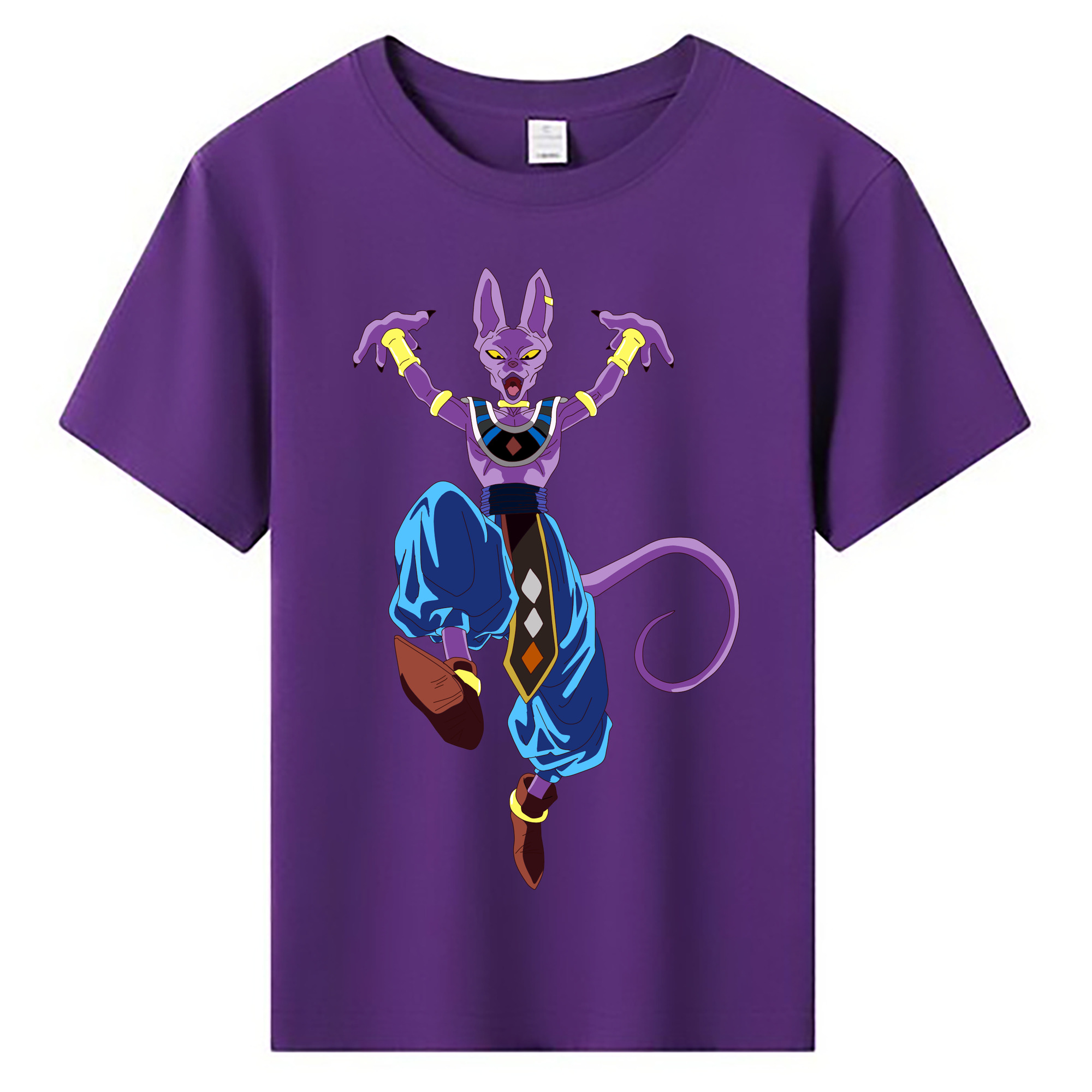 （画像用） ドラゴンボール ビルス 破壊神ビルス DRAGON BALL Beerus Birusu 綿100％キッズTシャツ（フロントプリント）