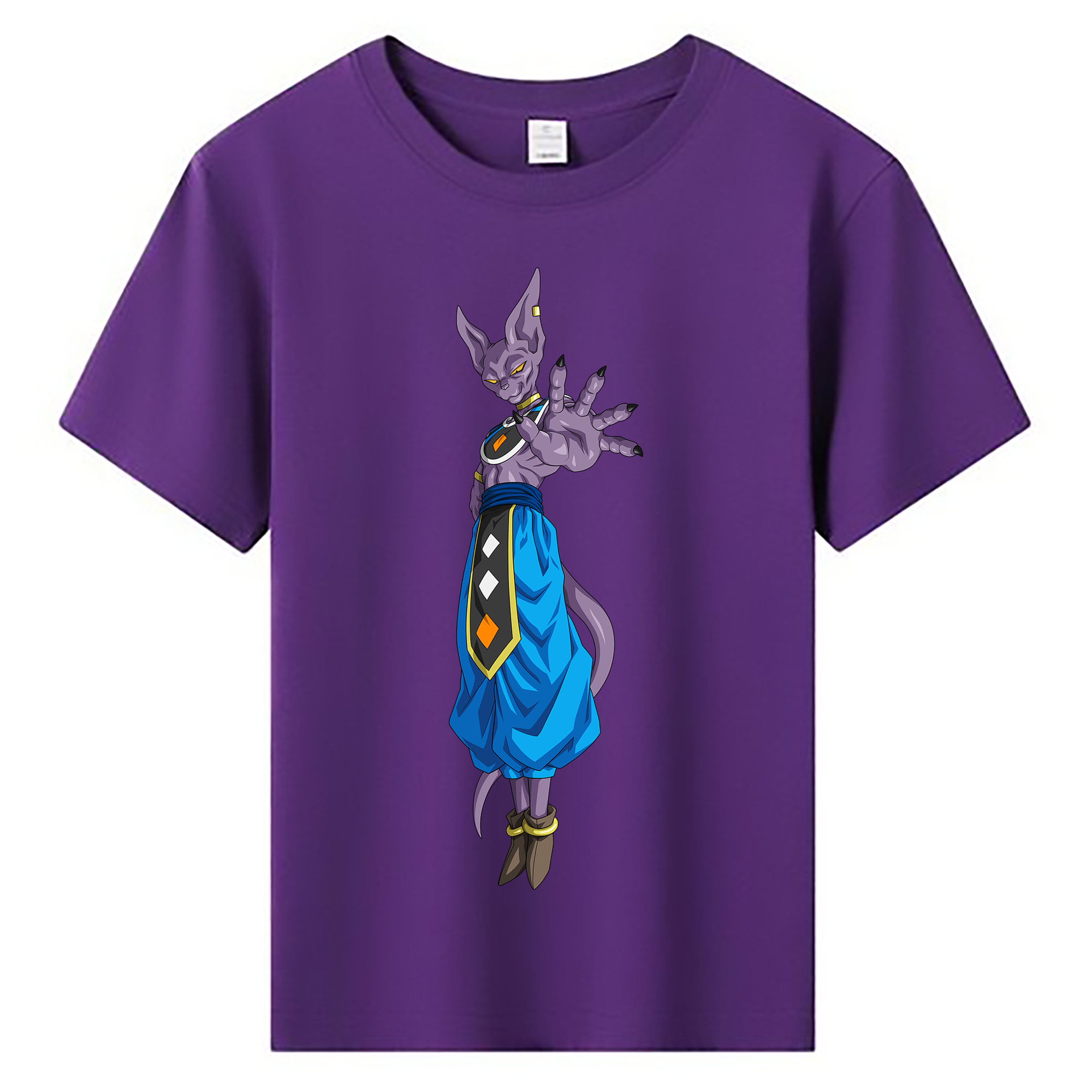 （画像用） ドラゴンボール ビルス 破壊神ビルス DRAGON BALL Beerus Birusu 綿100％キッズTシャツ（フロントプリント）