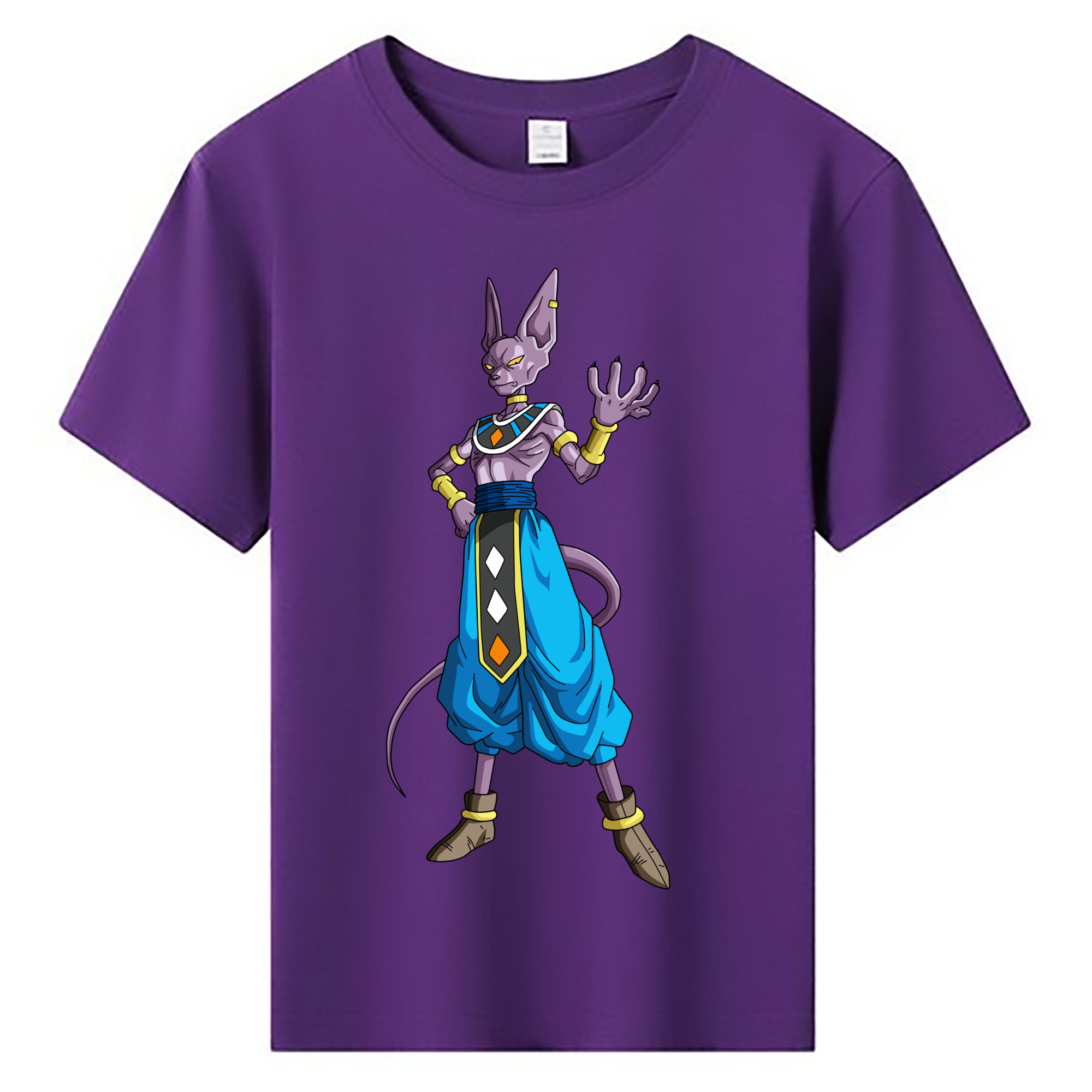 （画像用） ドラゴンボール ビルス 破壊神ビルス DRAGON BALL Beerus Birusu 綿100％キッズTシャツ（フロントプリント）
