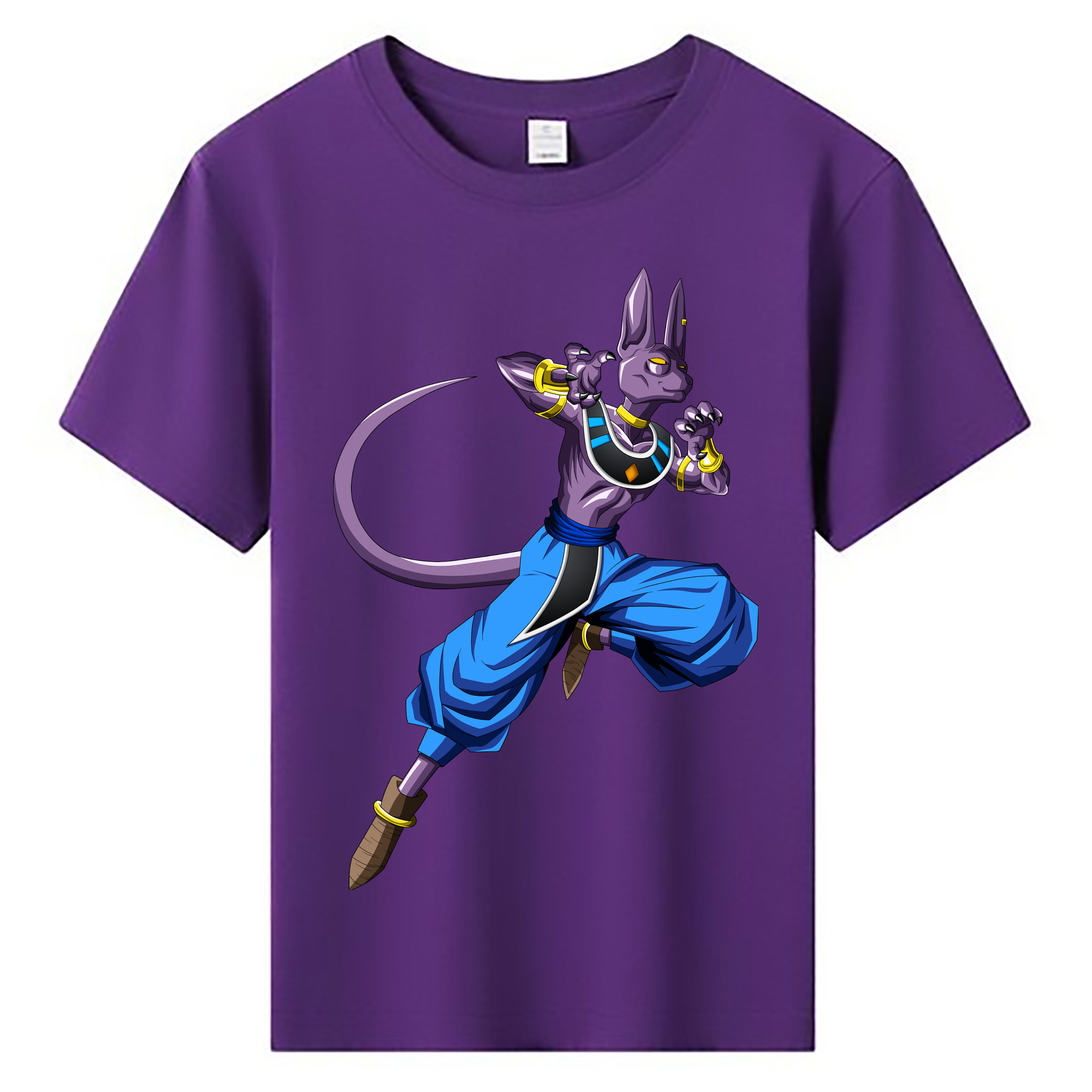 （画像用） ドラゴンボール ビルス 破壊神ビルス DRAGON BALL Beerus Birusu 綿100％キッズTシャツ（フロントプリント）