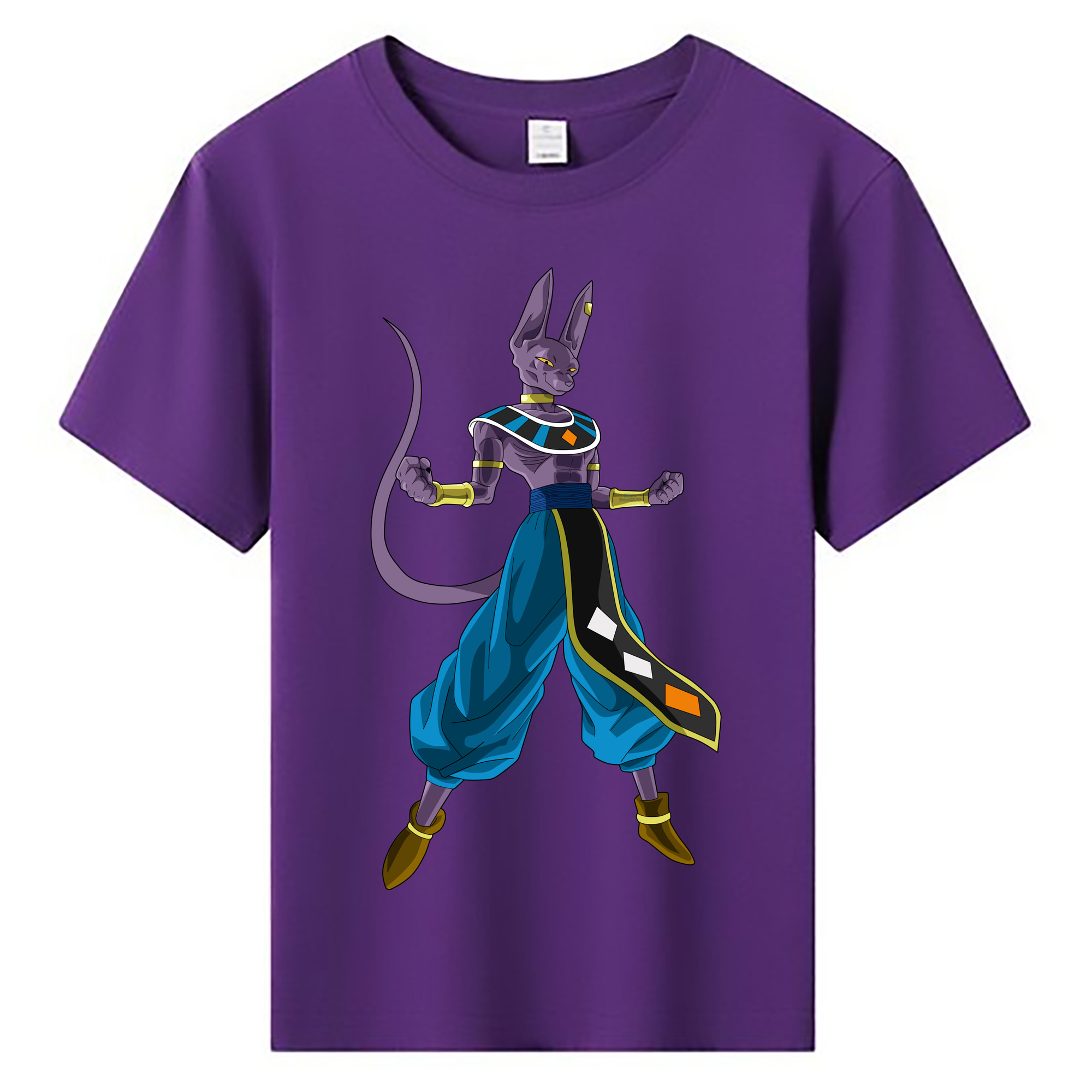 （画像用） ドラゴンボール ビルス 破壊神ビルス DRAGON BALL Beerus Birusu 綿100％キッズTシャツ（フロントプリント）