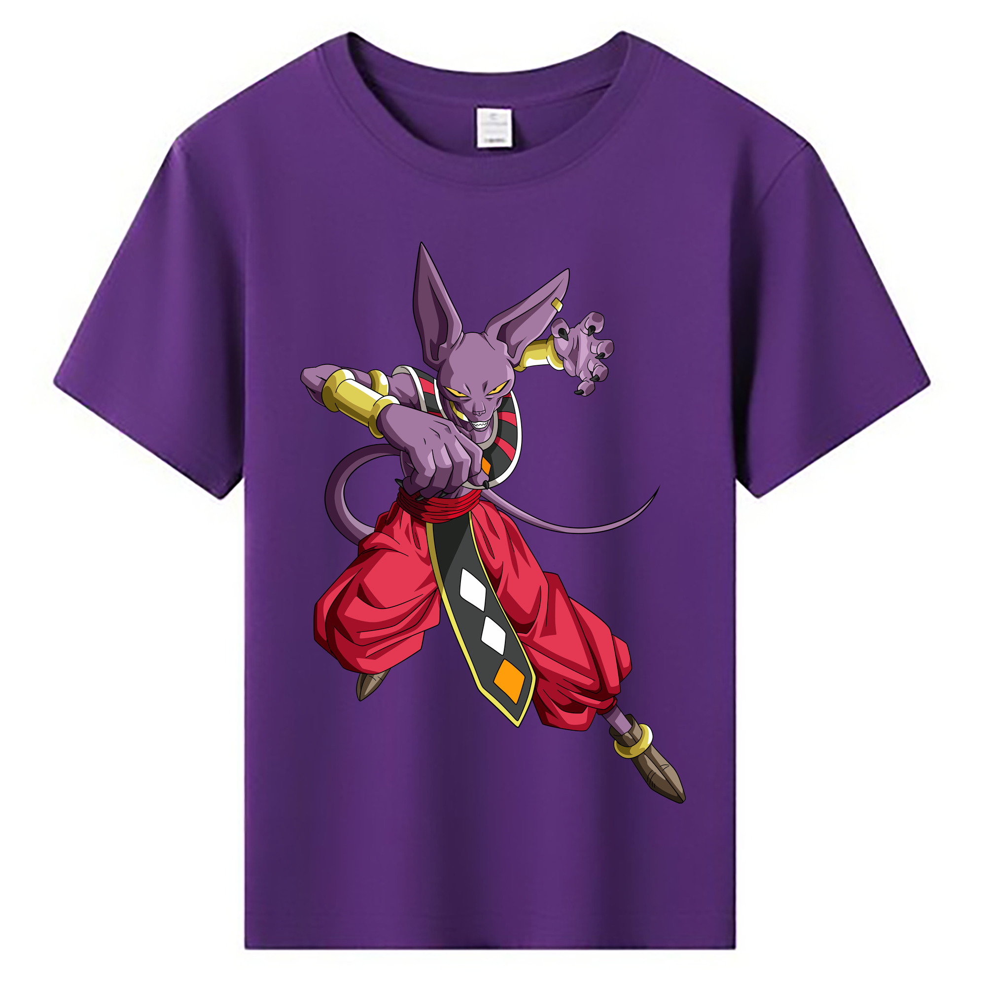 （画像用） ドラゴンボール ビルス 破壊神ビルス DRAGON BALL Beerus Birusu 綿100％キッズTシャツ（フロントプリント）