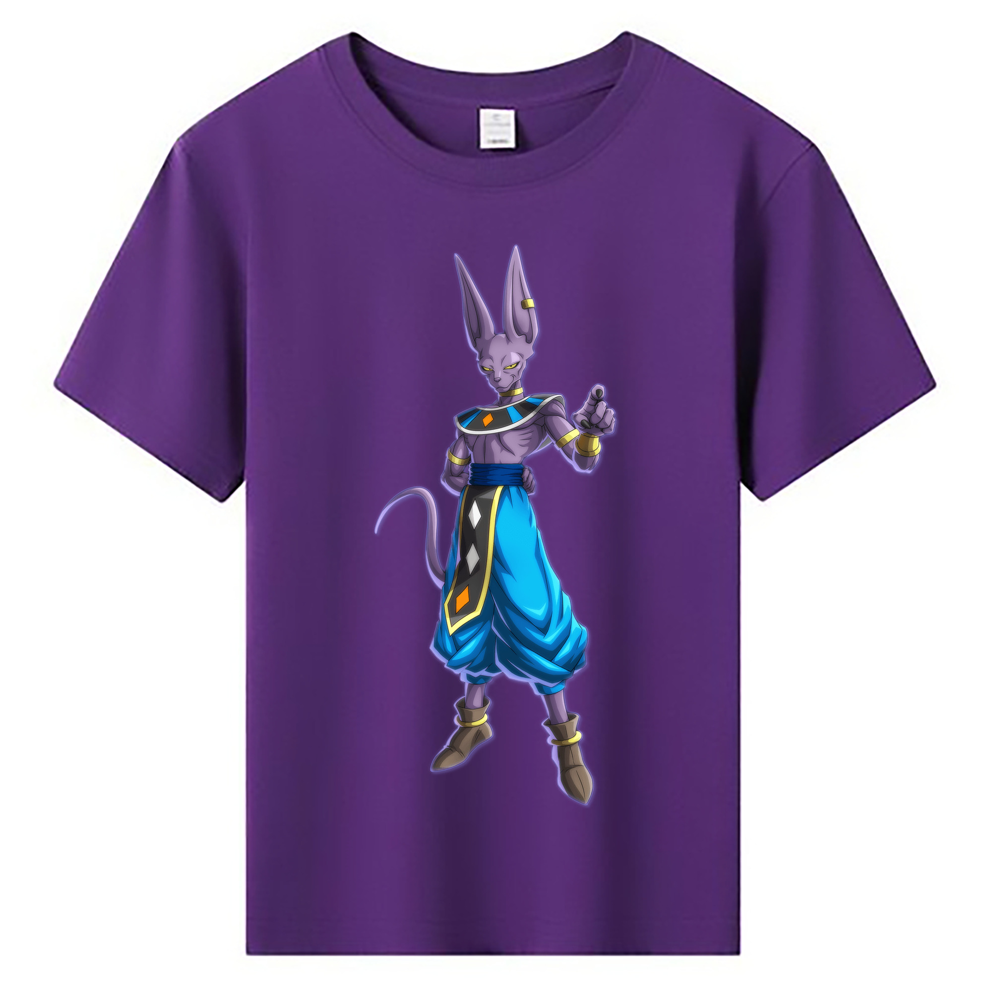 （画像用） ドラゴンボール ビルス 破壊神ビルス DRAGON BALL Beerus Birusu 綿100％キッズTシャツ（フロントプリント）
