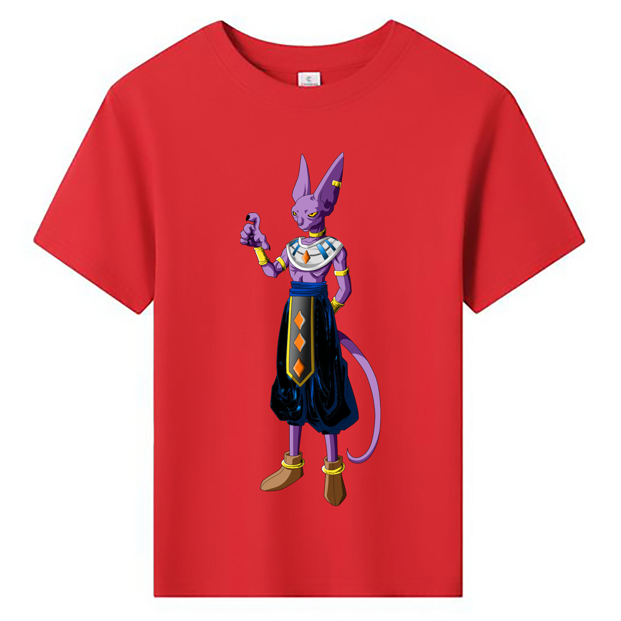 （画像用） ドラゴンボール ビルス 破壊神ビルス DRAGON BALL Beerus Birusu 綿100％キッズTシャツ（フロントプリント）