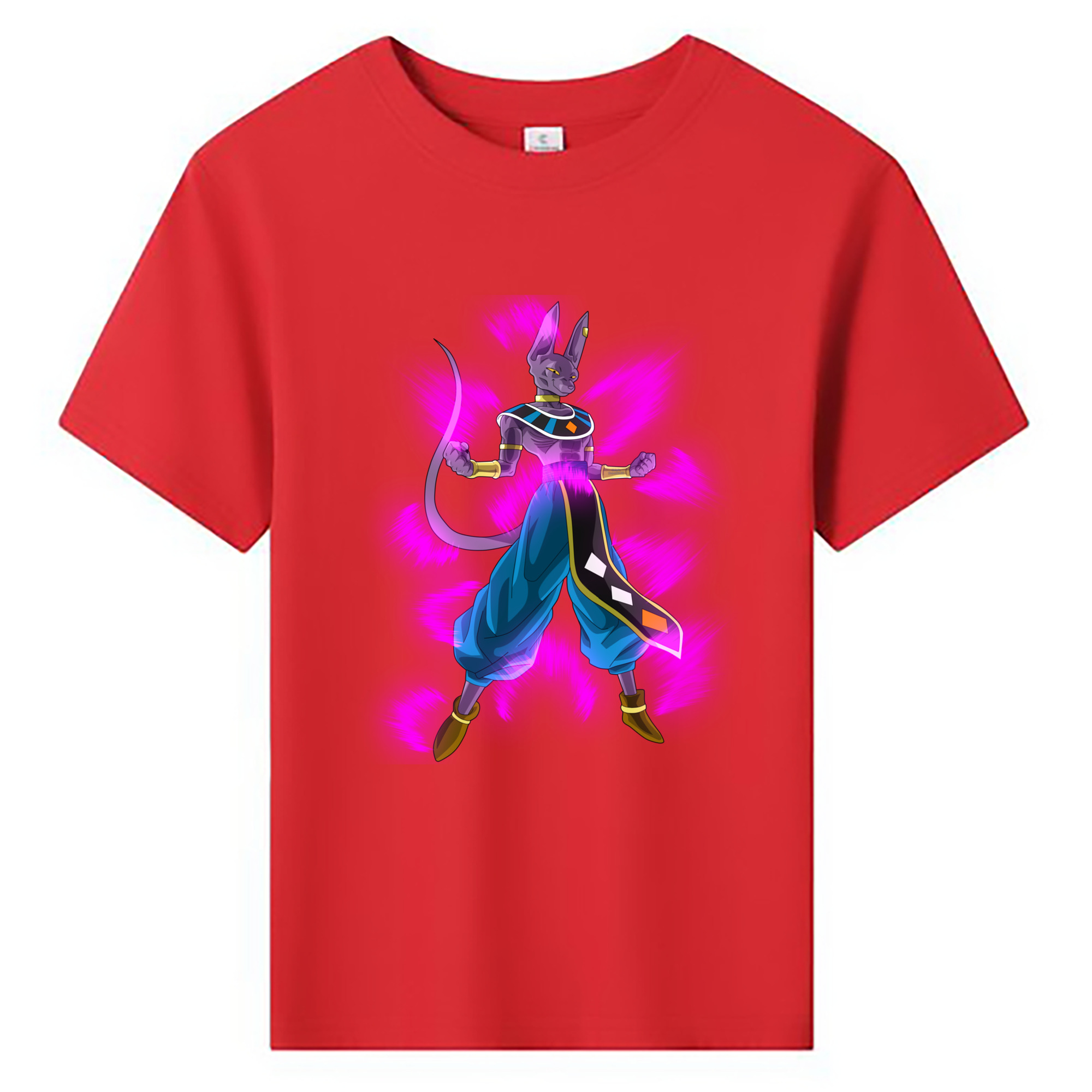 （画像用） ドラゴンボール ビルス 破壊神ビルス DRAGON BALL Beerus Birusu 綿100％キッズTシャツ（フロントプリント）