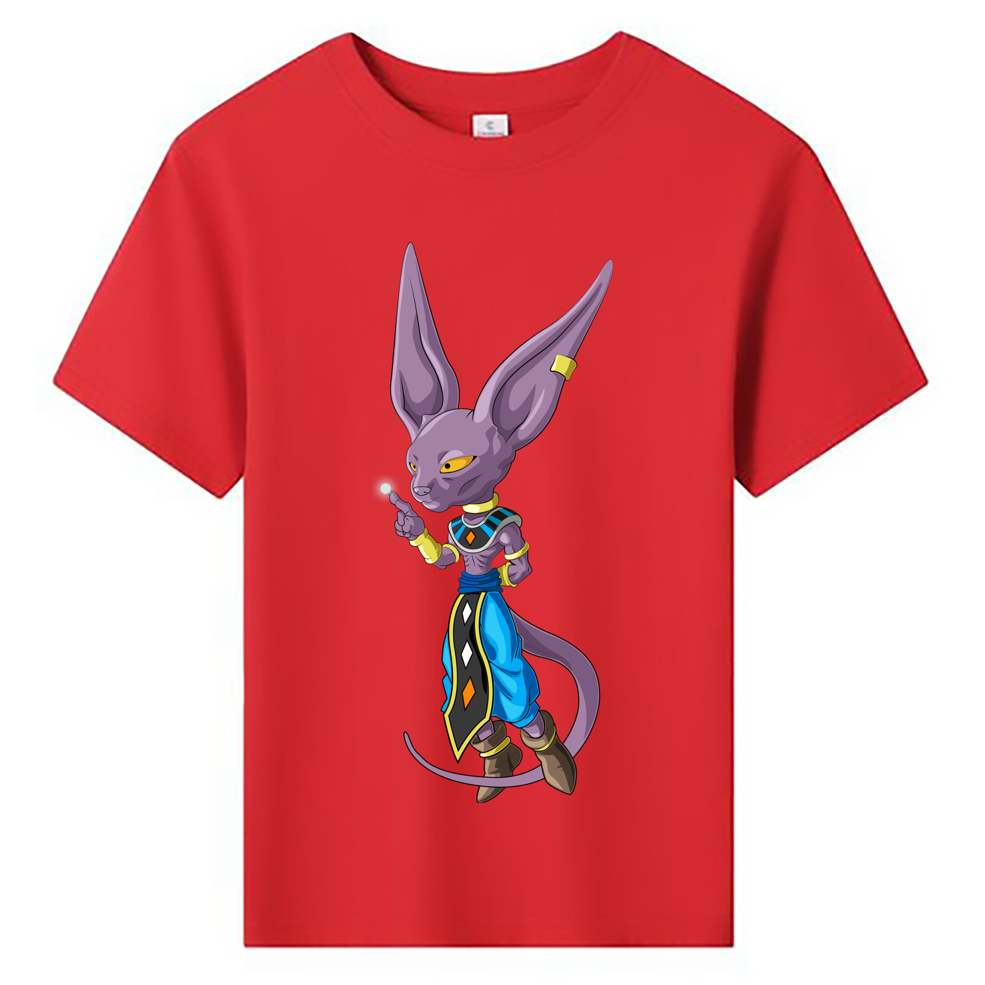 （画像用） ドラゴンボール ビルス 破壊神ビルス DRAGON BALL Beerus Birusu 綿100％キッズTシャツ（フロントプリント）