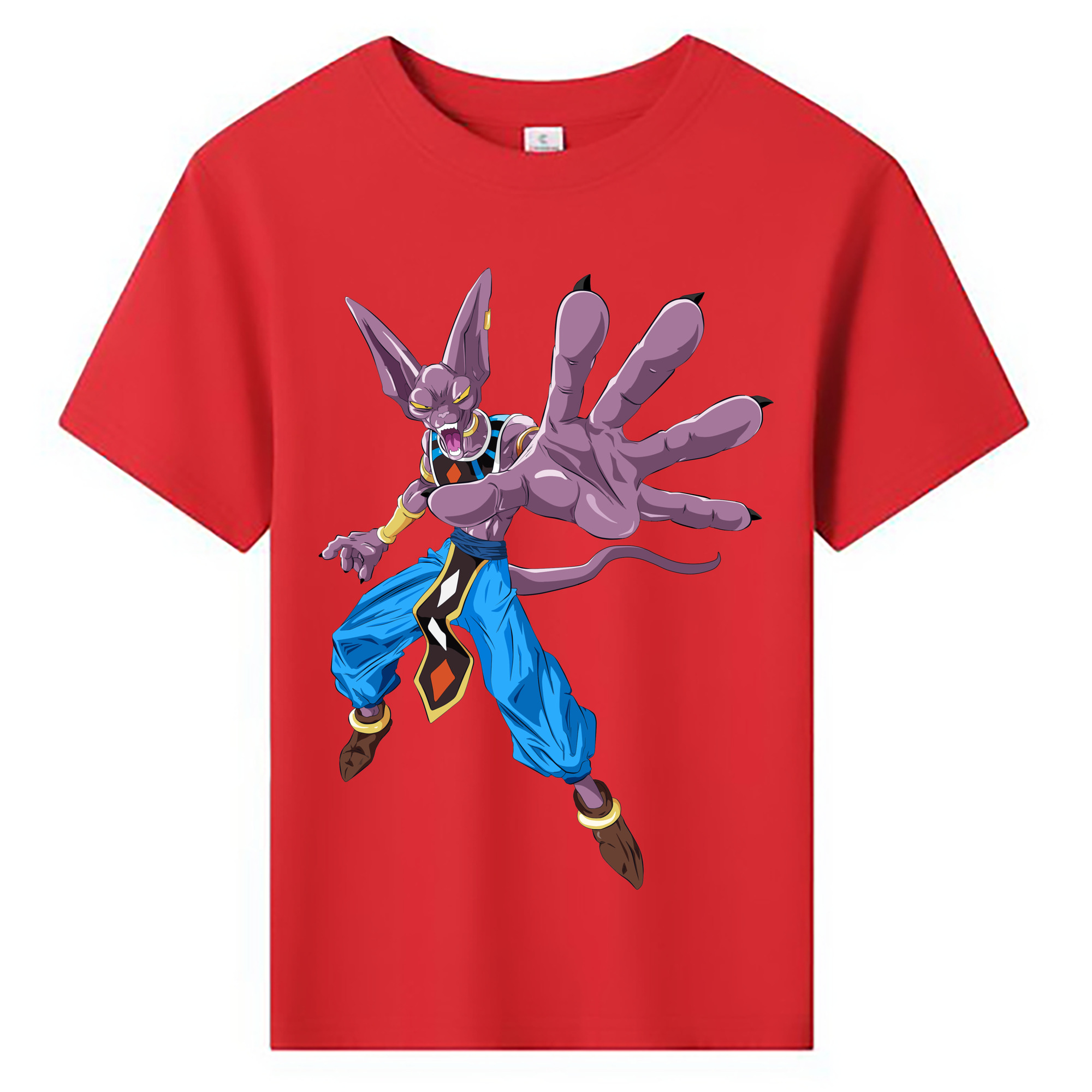 （画像用） ドラゴンボール ビルス 破壊神ビルス DRAGON BALL Beerus Birusu 綿100％キッズTシャツ（フロントプリント）