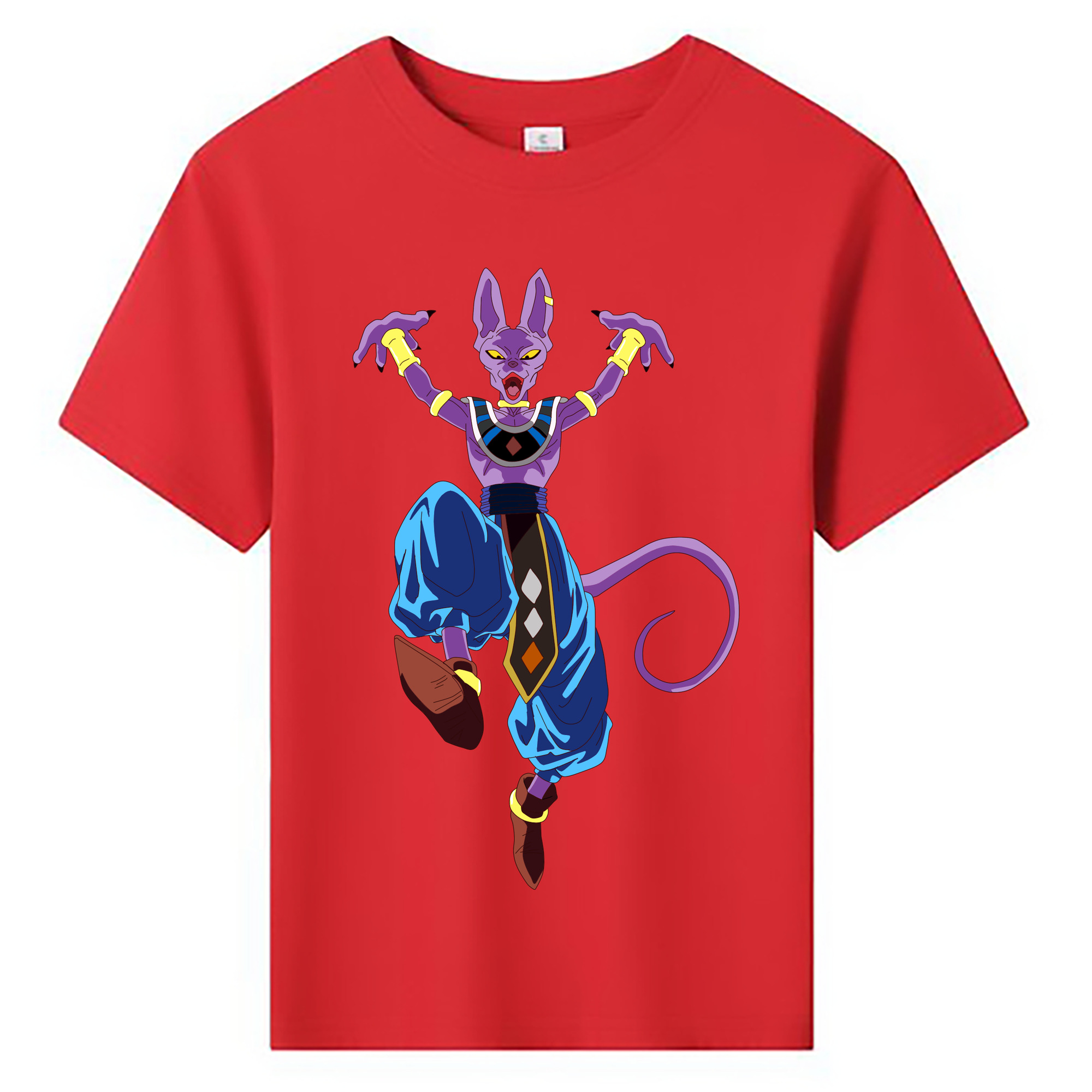 （画像用） ドラゴンボール ビルス 破壊神ビルス DRAGON BALL Beerus Birusu 綿100％キッズTシャツ（フロントプリント）