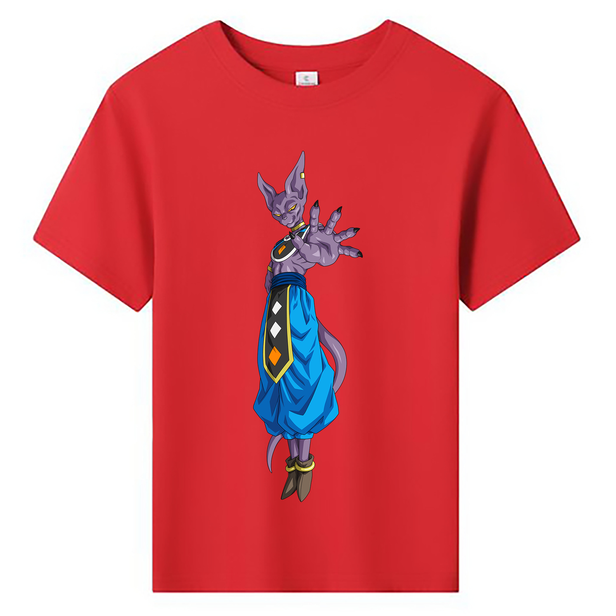 （画像用） ドラゴンボール ビルス 破壊神ビルス DRAGON BALL Beerus Birusu 綿100％キッズTシャツ（フロントプリント）