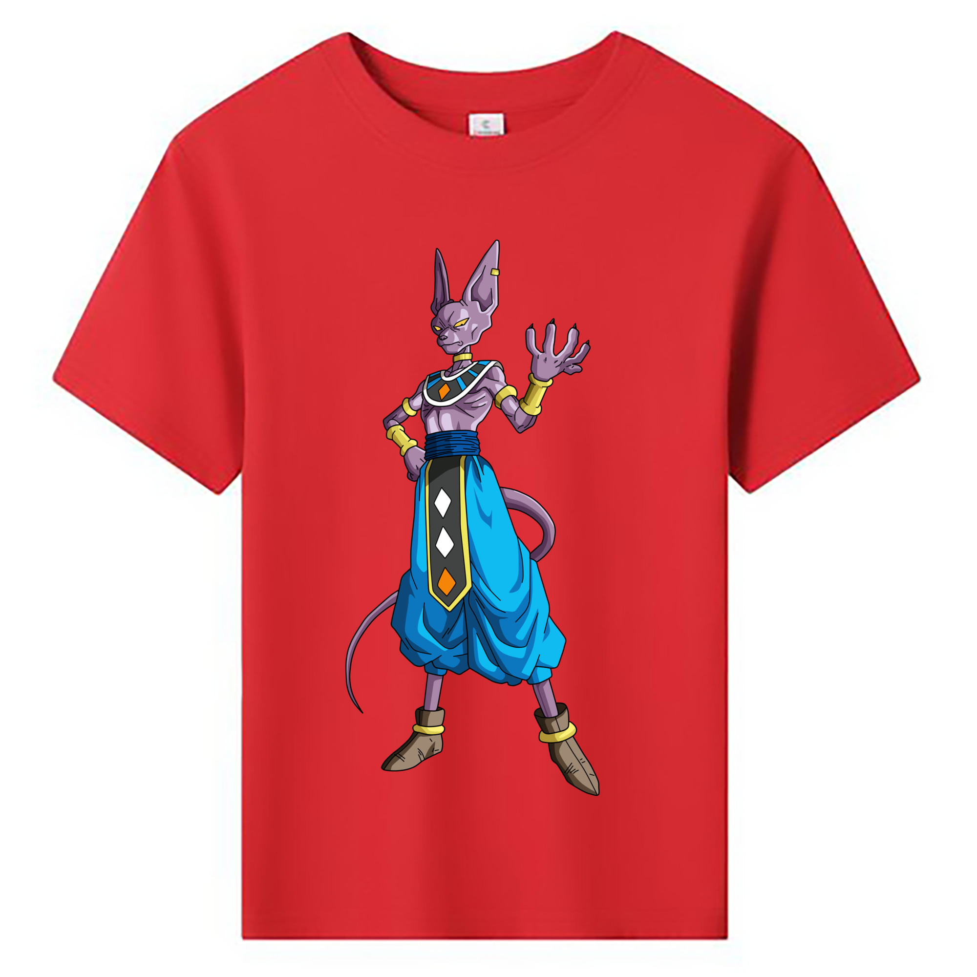 （画像用） ドラゴンボール ビルス 破壊神ビルス DRAGON BALL Beerus Birusu 綿100％キッズTシャツ（フロントプリント）